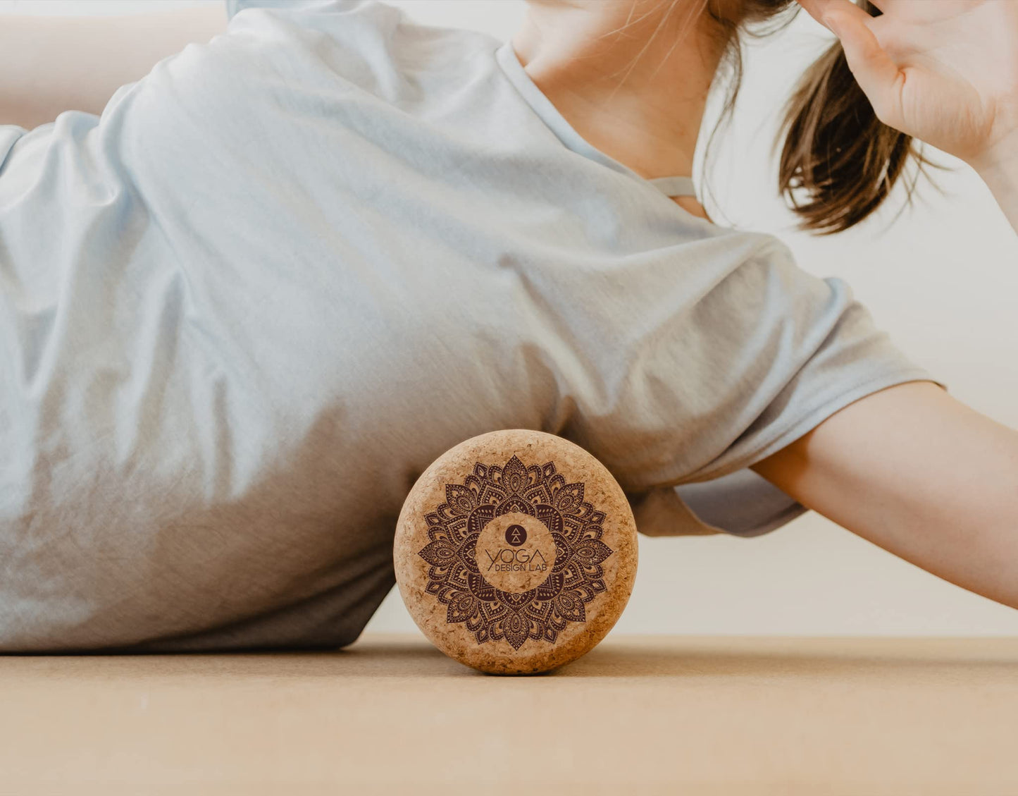 Yoga Design LAB | The Cork Roller | Release Tight Muscles, Improve Circulation, Decrease Soreness, Massages Tissue | Ideal for All Areas of the Body arms, Legs, Back | Travel Friendly (Mandala Tonal)