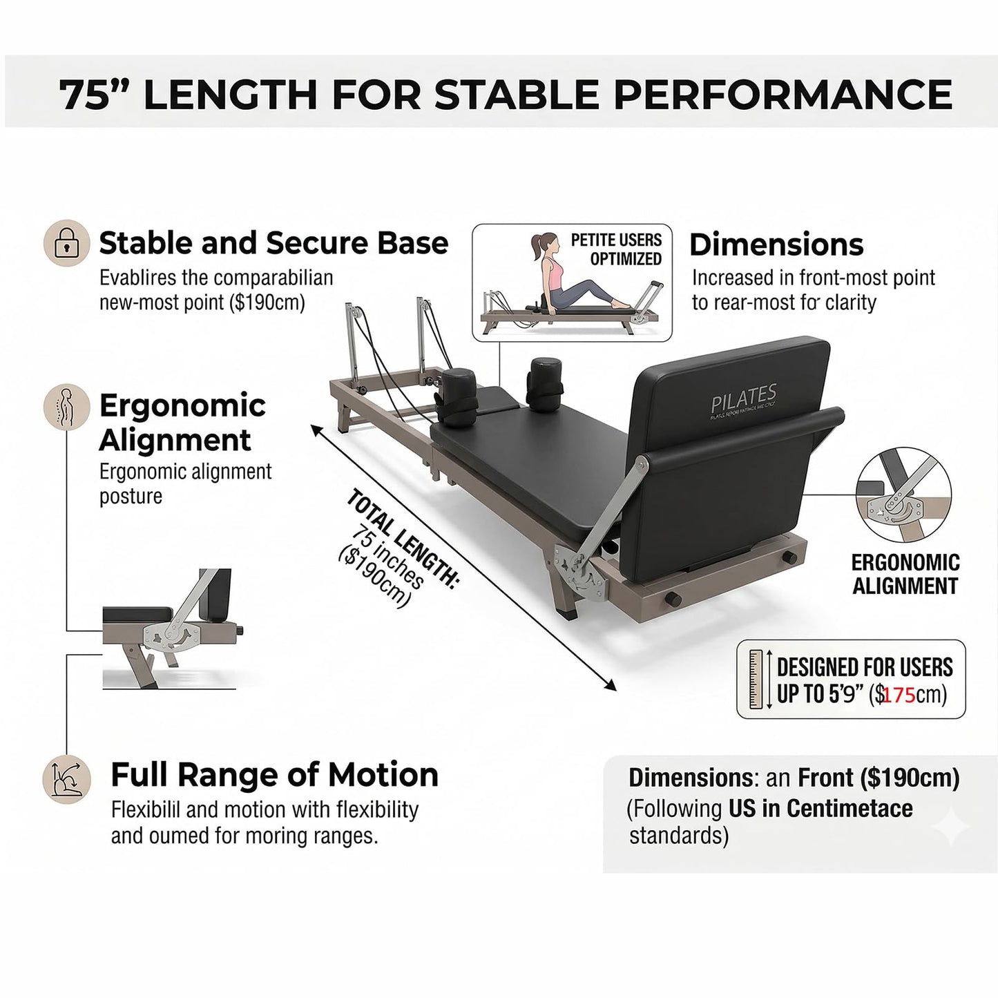 75" Foldable Pilates Reformer for Home – Professional Wood-Grain Pilates Bed with Resistance Springs & Latex Tubes, Compact Fitness Gift for Petite Women up to 5'9", Easy Assembly Workout Machine