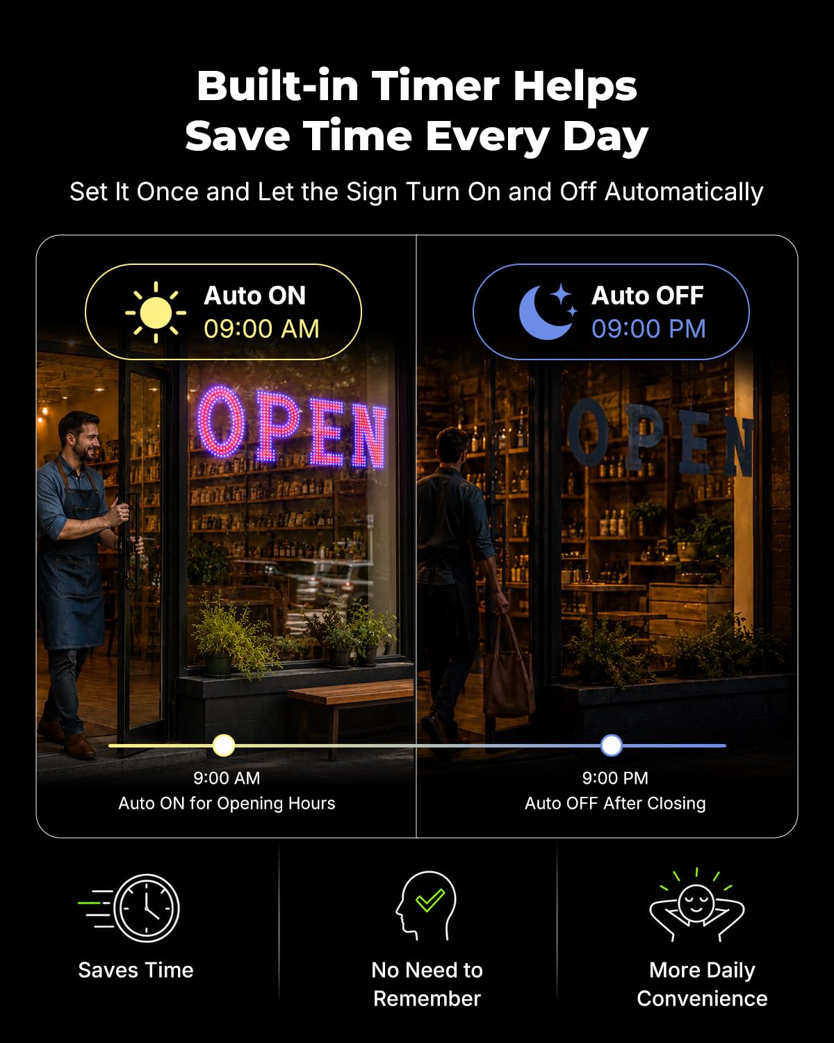 LemonNova Red Blue Open Sign for Business, 40 x 12 Inch LED Window Sign with Remote and Bluetooth App Control, Timer, 14 Flashing Modes, Adjustable Brightness Speed for Salon Cafe Bar Restaurant Retail