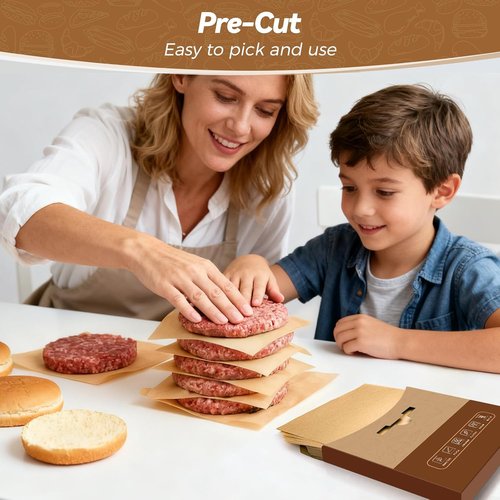Heavy Duty Patty Paper Sheets by [Brand Name] - 360 Count Unbleached No-Stick & No-Leak 6"x6" Squares