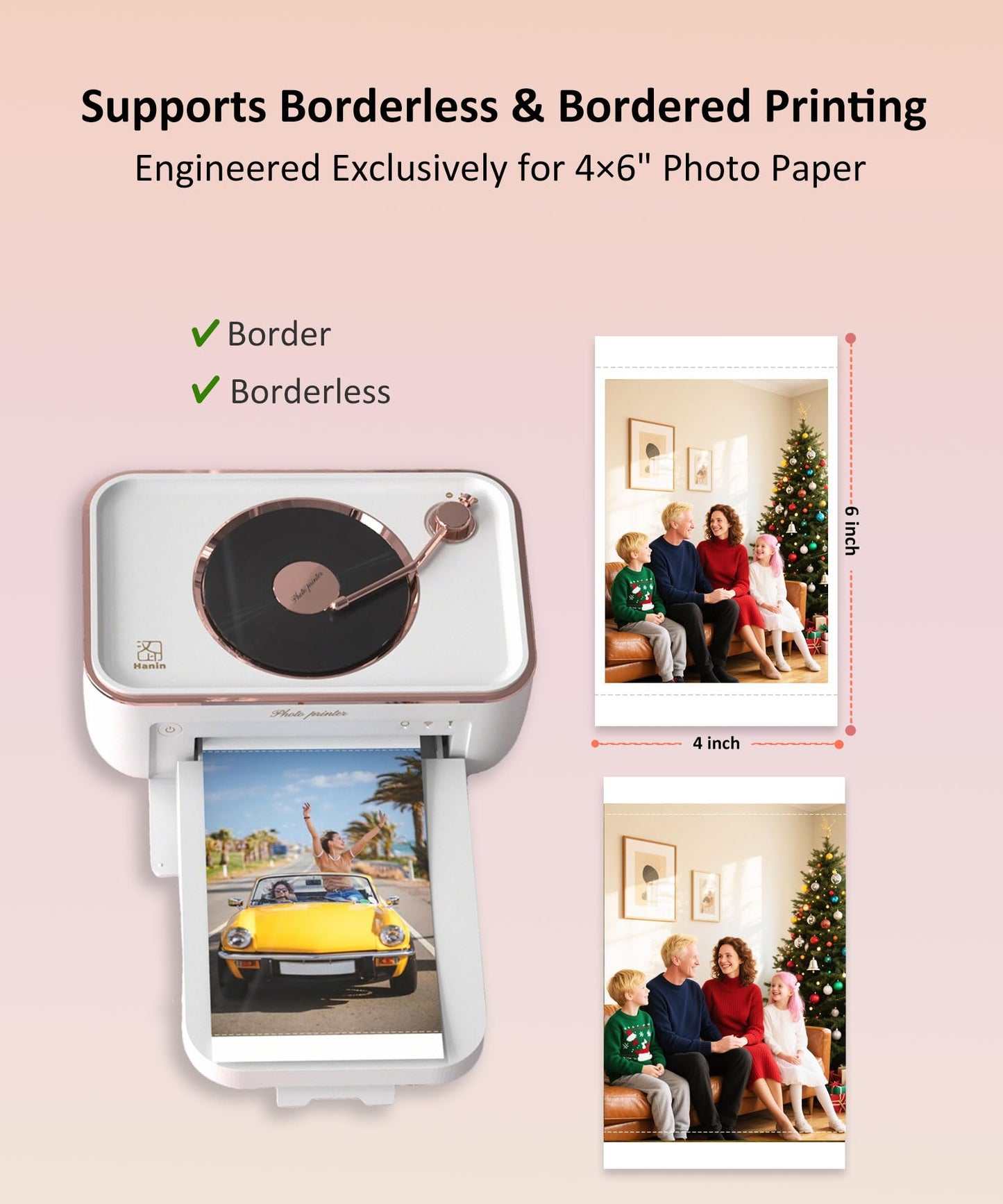 PRT 4x6 Photo Printer, Thermal Dye Sublimation WiFi Picture Printer for Phone, Portable Phone Printer with AR Video & 20 Sheets 1 Cartridge, Instant Printing for Home Use, CP6000White