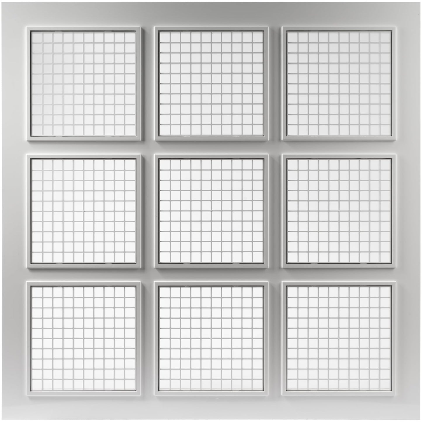 Vent Systems 2' x 2' ft Pack of 4 Plastic Suspended Ceiling Plate with Square Grid - 9 Piece Grid Register - Drop Ceiling Vent Cover - Increase Lightning - Reduce Dust Accumulation - 24" x 24" Grille