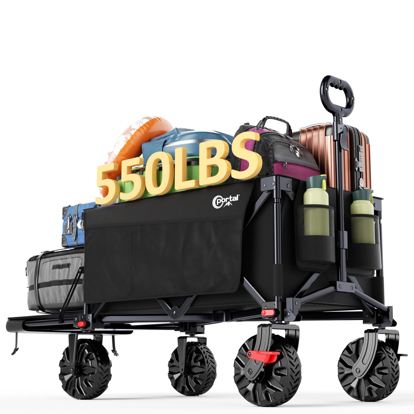 Portal 300L Large Wagons Carts Foldable with Tailgate, 550LB Heavy-Duty Collapsible Beach Wagon with All-Terrain Wheels, Oversized Folding Wagon for Camping, Sports, and Pets