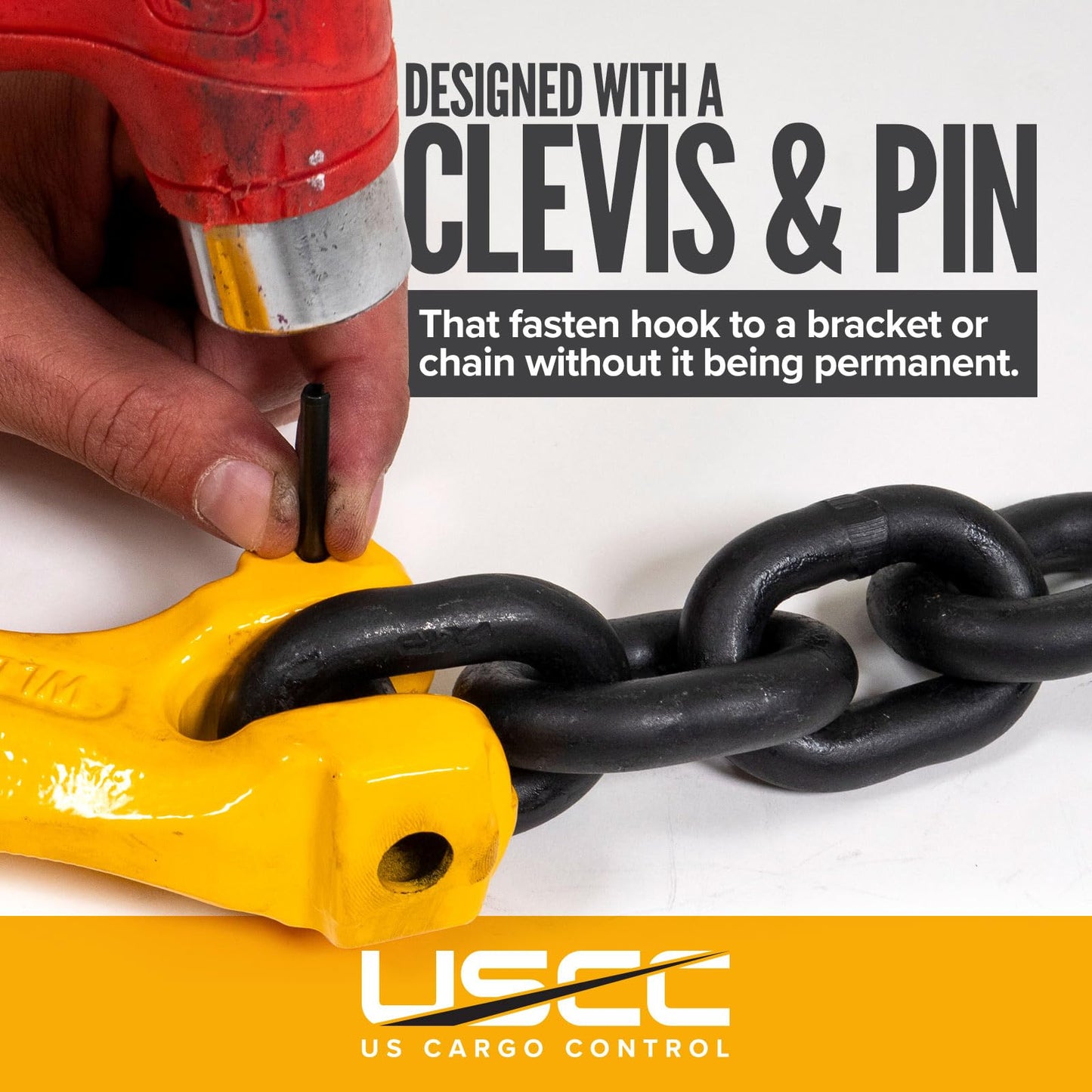 US Cargo Control 1/2 Inch Clevis Grab Hooks (4-Pack), G80 Chain Hooks, 12,000 LBS Working Load Limit, Chain Clevis Hooks for Lifting, Hauling, Towing, Trailers, & Chain Binders
