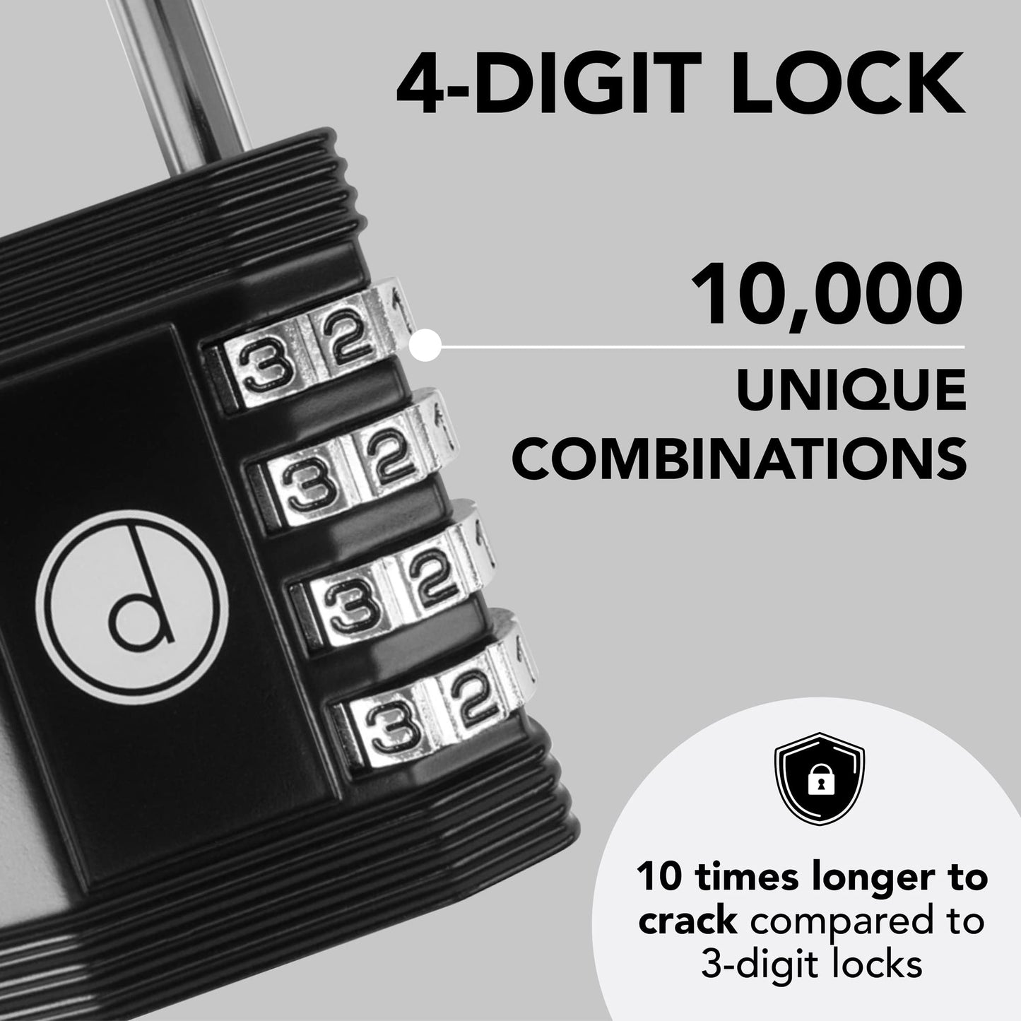 Padlock 4 Digit Combination Lock - for Gym School Locker, Outdoor Gate, Shed, Fence, and Storage - Weatherproof Metal - Keyless, Easy to Set, Resettable - Black
