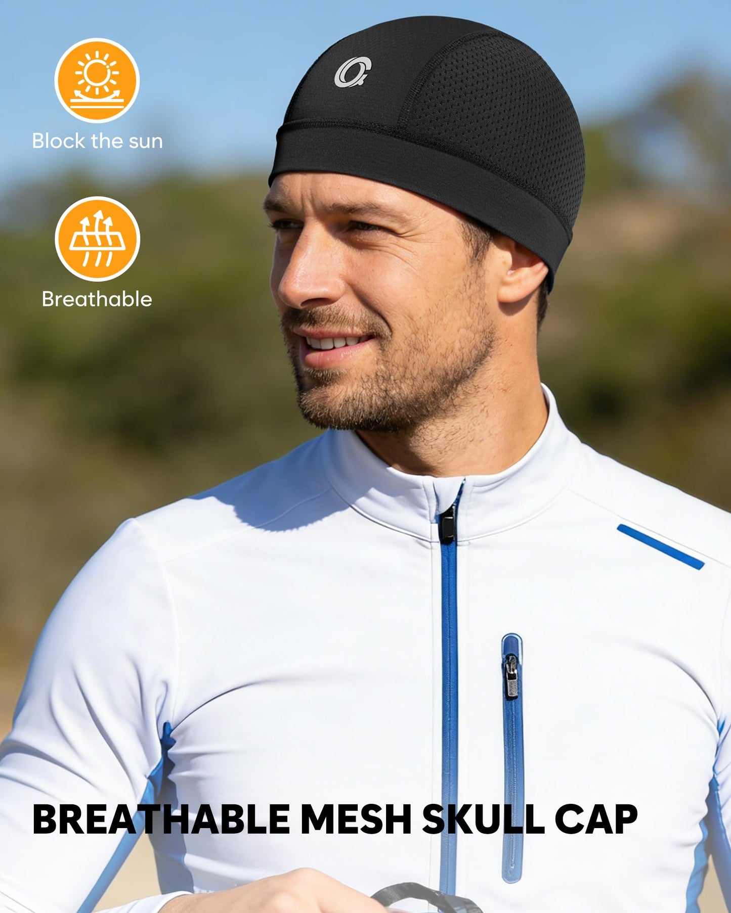 OCQOCQ 3Pcs Cooling Skull Cap Helmet Liner Breathable Mesh Cycling Running Hat, Lightweight Quick Dry Sports Beanie for Men Women
