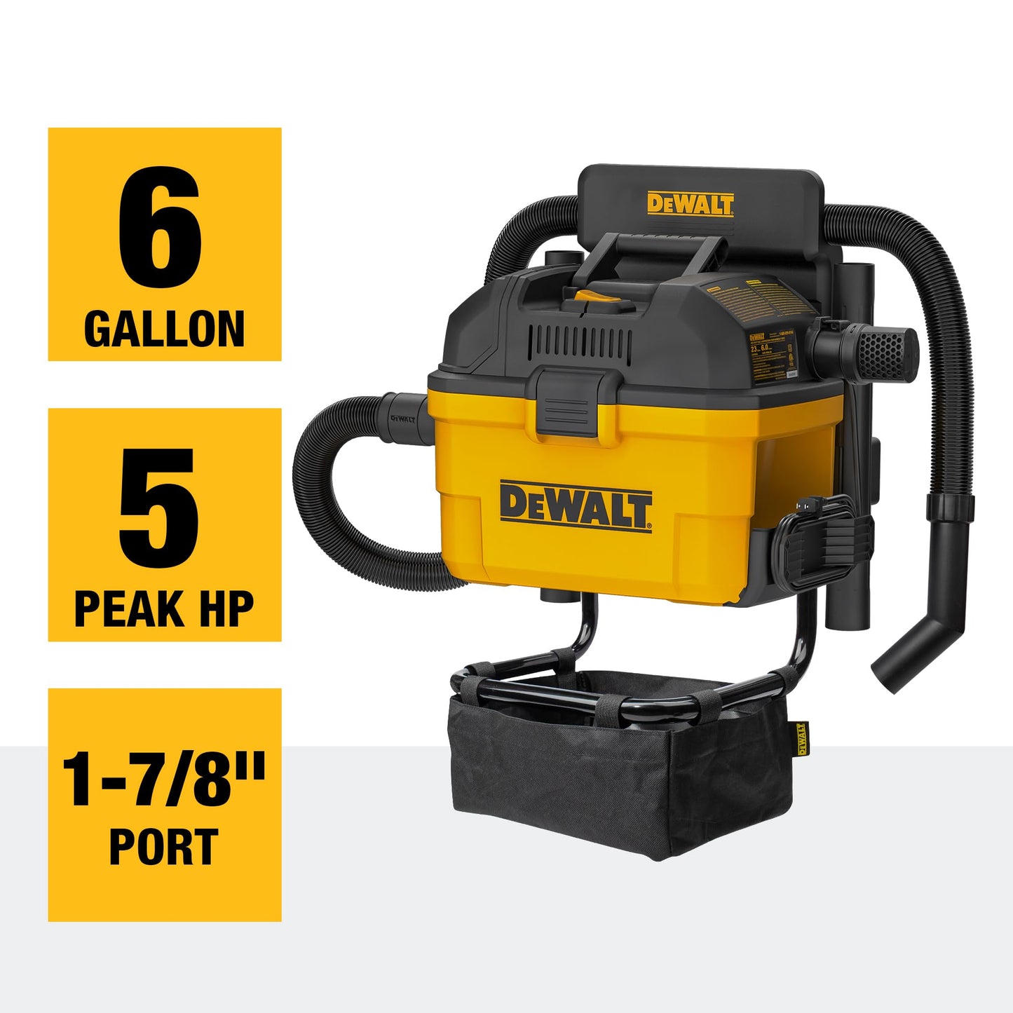 DEWALT Portable 6 Gallon 5 Horsepower Wall-Mounted Garage Wet Dry Vacuum Cleaner DXV06G