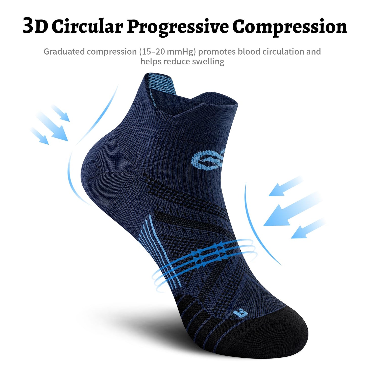 PAPLUS Compression Socks for Men & Women, Low Cut Ankle Running Socks with Arch Support, Plantar Fasciitis Relief for Walking, Cycling, Golf, Travel, Nurses
