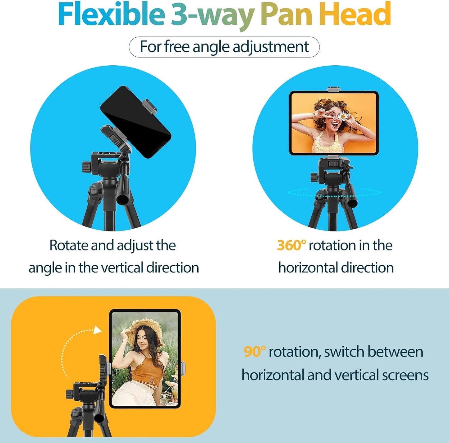 Aureday 64 Phone Tripod Stand, Extendable Cell Phone&Camera Tripod with Wireless Remote and Phone Holder, Aluminum iPad