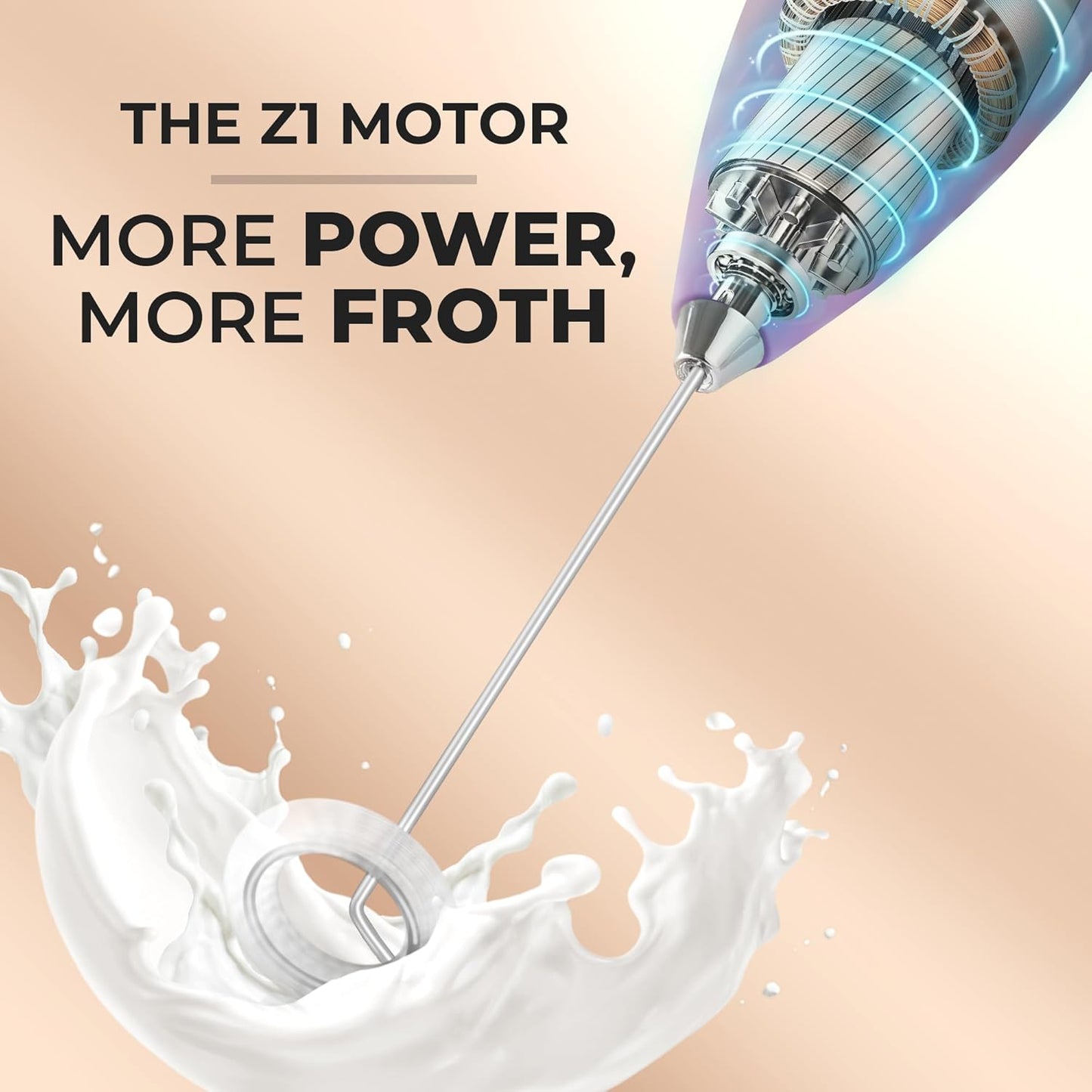 Zulay Kitchen Milk Frother Wand - Ultra-Fast Handheld Drink Mixer with 4 AA Duracell Batteries | Perfect for Coffee, Lattes, Cappuccino, Matcha & Creamer - Galaxy