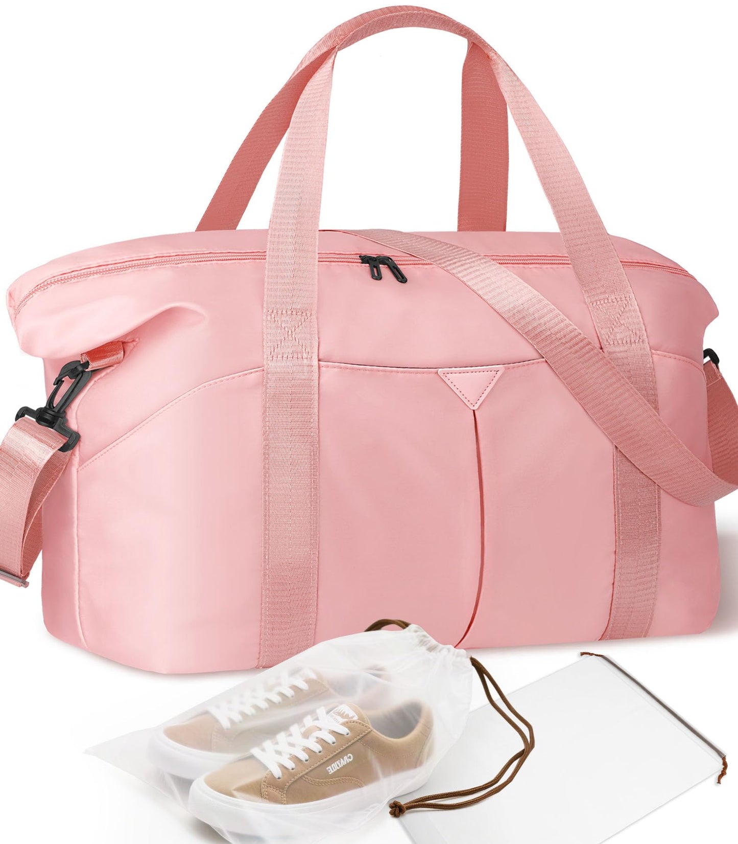 Magimack Duffle Bag for Travel, Carry-on Travel Bag with Trolley Sleeve, Sport Gym Bag for Women, Overnight Bag for Men, Hospital Bag for Labor and Delivery (Pink)