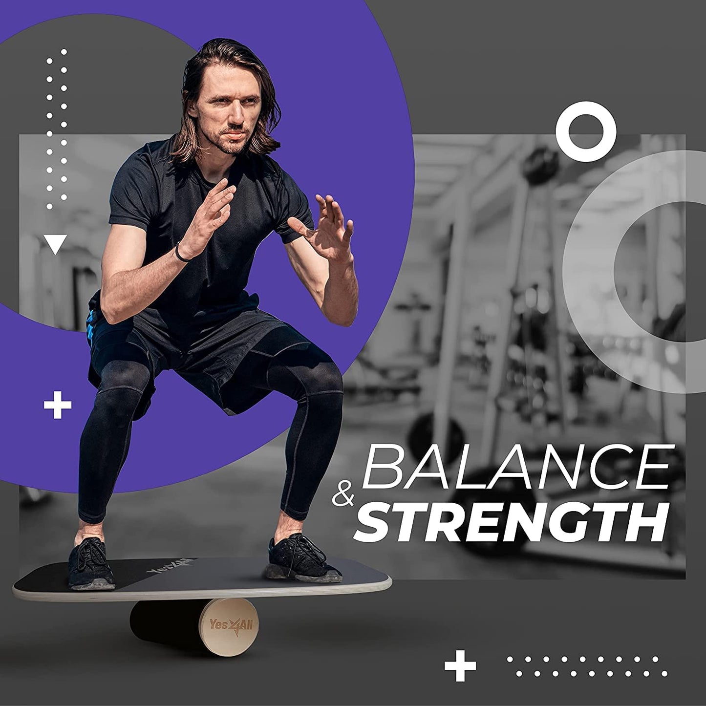 Yes4All Balance Board, Surf Balance Board Trainer For Adults With Adjustable Stoppers, Improve Balance, Agility & Core Strength