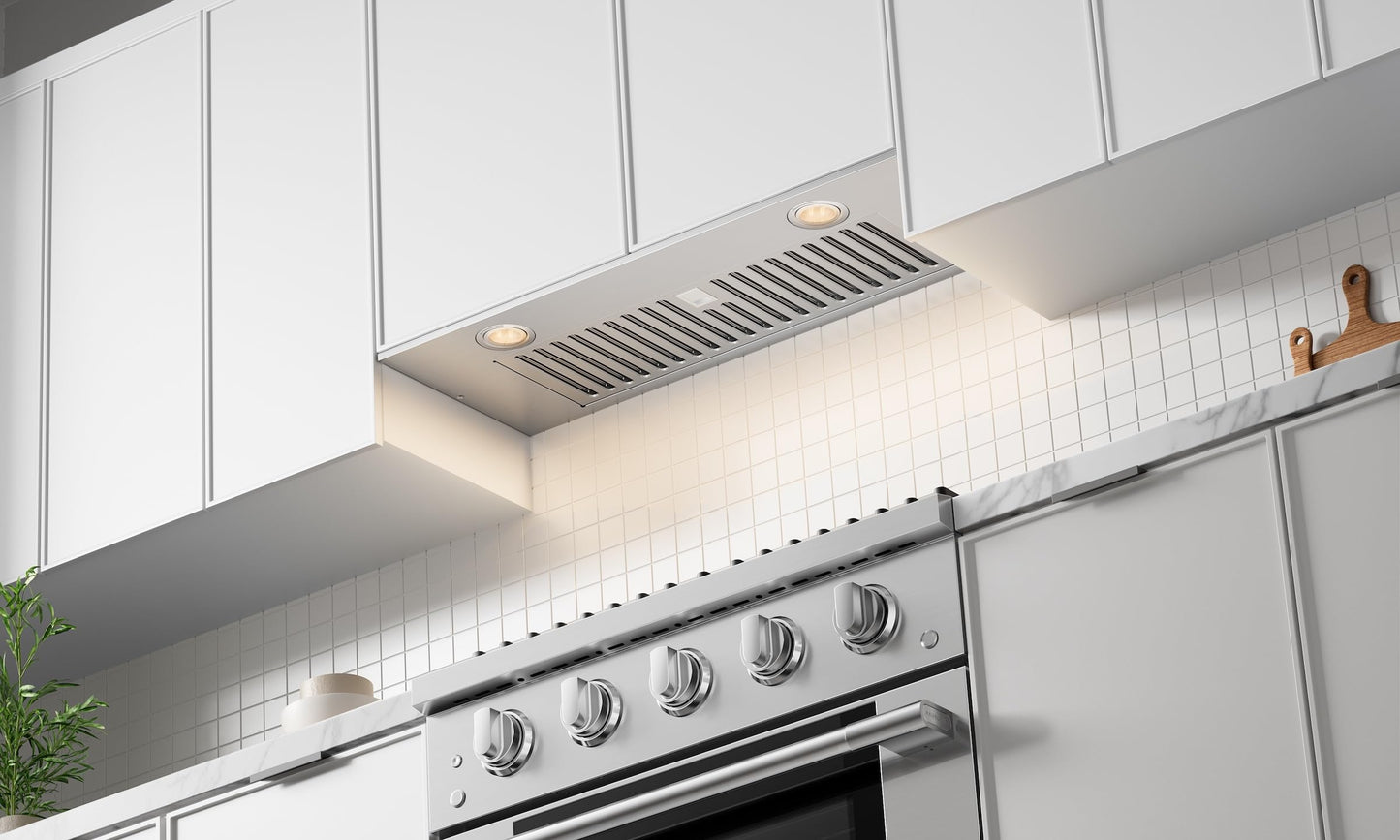 Hauslane Range Hood Insert 30 Inch, Hood Vent for Kitchen Low Noise Perfomance, Stainless Steel Ductless/Ducted Range Hood, Professional Grade Baffle Filters, LED Lamps, Kitchen Vent Hood 11.25" Deep