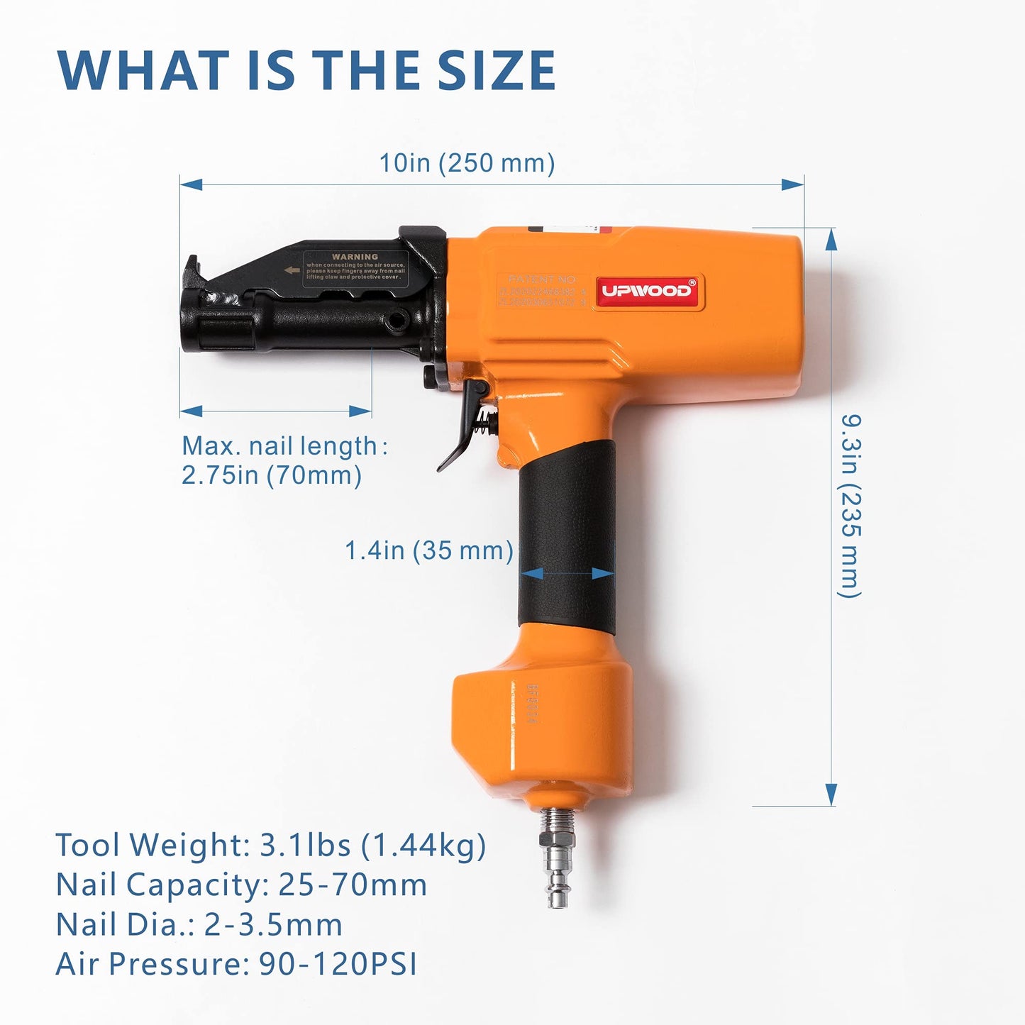 UPWOOD Air Nail Puller Nail Remover Pneumatic Denailer Tool for Recycled Wood Fence Pallet (Ideal for soft or medium-hard woods)