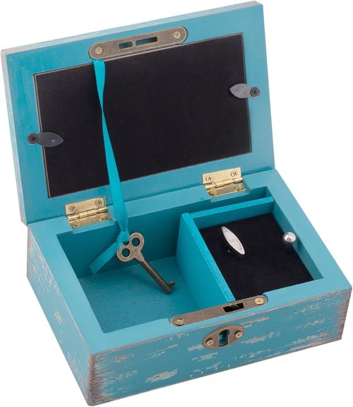Cottage Garden Petite Locket Music Box - Distressed Teal Plays Amazing Grace
