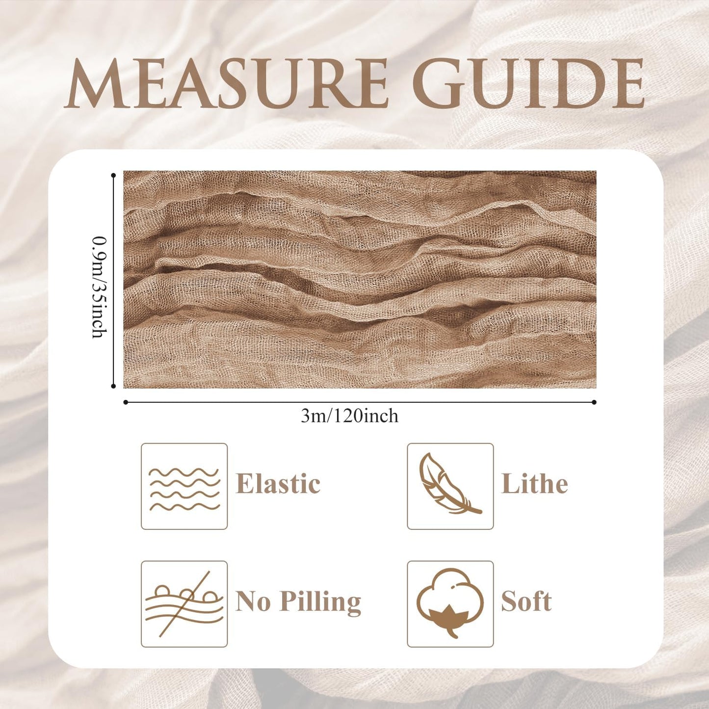 Skiennix Table Runner - 10FT Nude Boho Gauze Cheesecloth for Rustic Wedding & Party Decor
