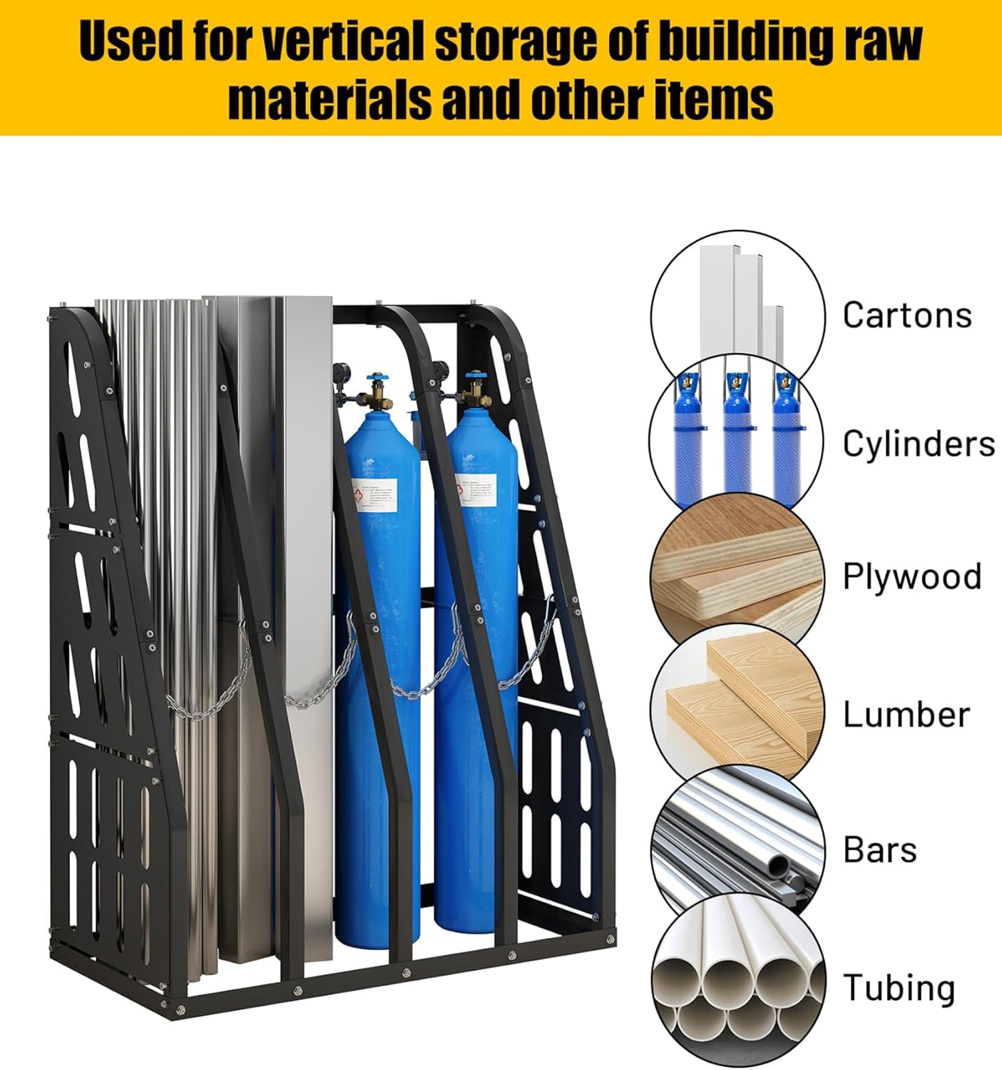 OREALLANDROL Vertical Bar Rack Standing Steel Vertical Long Parts Industrialized Large Capacity Storage Racks Rugged and Durable for Factories, Warehouses, Garages