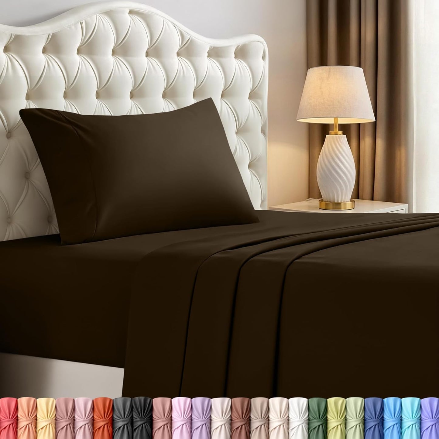 Utopia Bedding Twin Sheet Set - Soft, Breathable Microfiber | 3-Piece Bed Sheets in Brown
