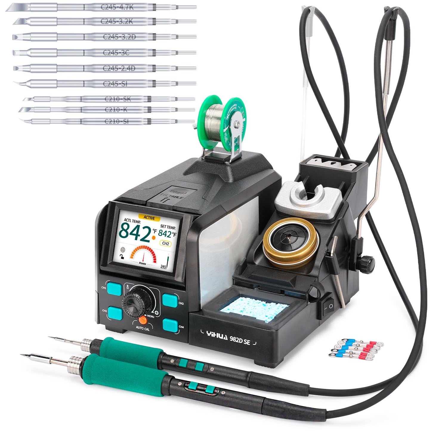 YIHUA 982D SE 200W Micro Soldering Kit with Precision Soldering Iron Station with 11 Soldering Tips, Lead-Free Solder, Auto Temperature Calibration Function
