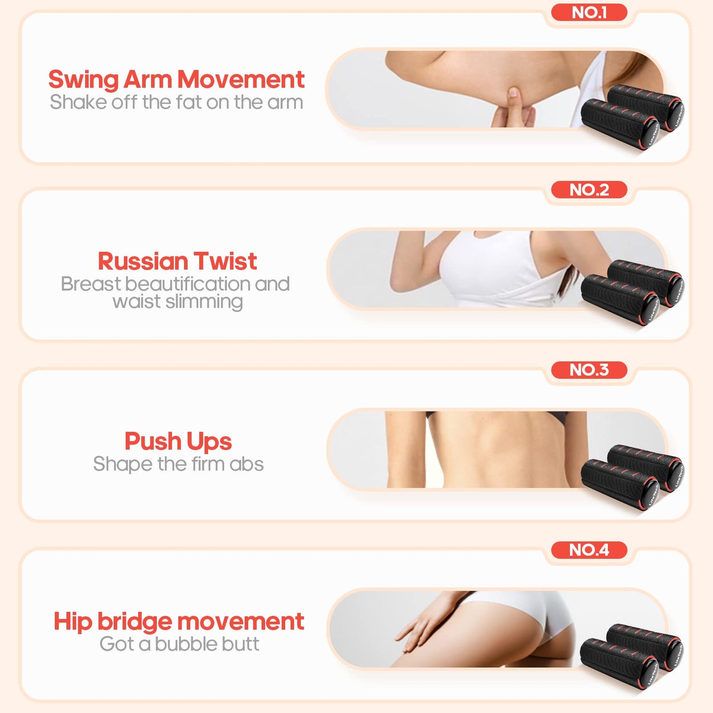 LifeTech Hand Weights for Walking, 2.2 lbs Dumbbells Set of 2 with Anti-Slip Foam Padding, Soft Grip Jogging Handweights for Fitness Training, Cardio Dumbbells 1kg/2.2lbs each black&red