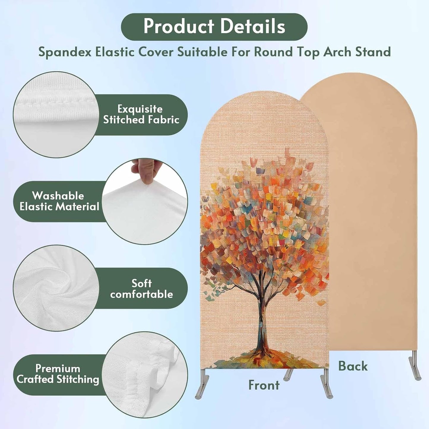 Jnbasdffb 6.6 Fall Tree Modern Wedding Arch Cover,Stretchy Spandex Arch Backdrop Stand Covers FT,Abstract Art Oil