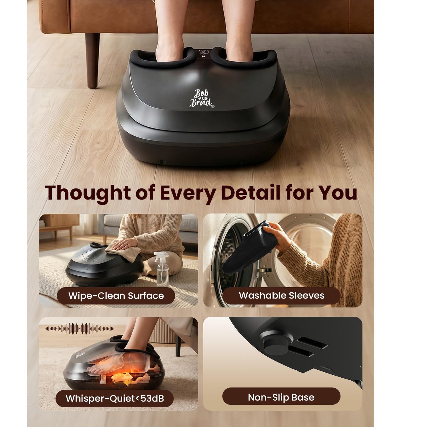 BOB AND BRAD Lite Foot Massager with Heat, FSA-HSA Eligible, Shiatsu Feet Massager with Deep Kneading & Compression, Multi-Level Settings, Fathers Day Gift for Dad Husband