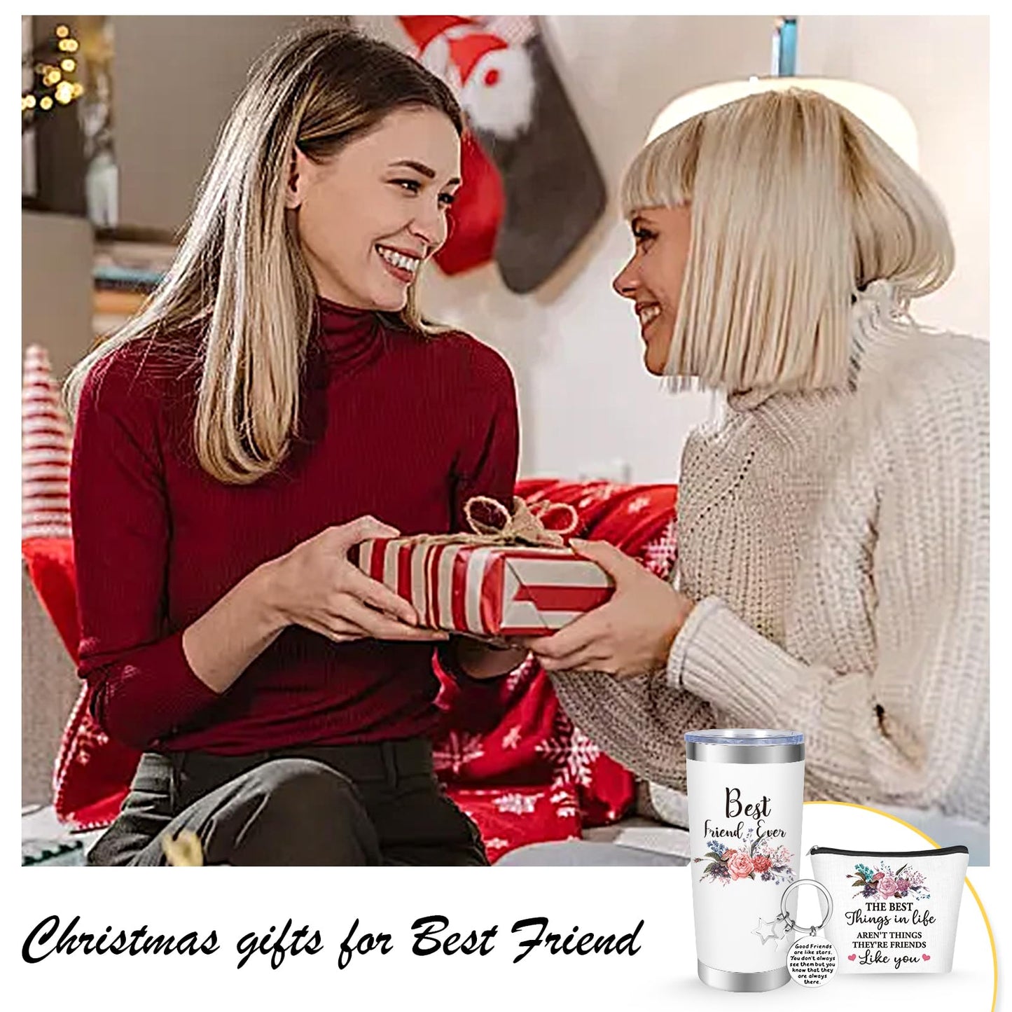 NXPOY Gifts for friend, Fried gift, Birthday gifts for women 20OZ Tumbler+Cosmetic bag + Keychain