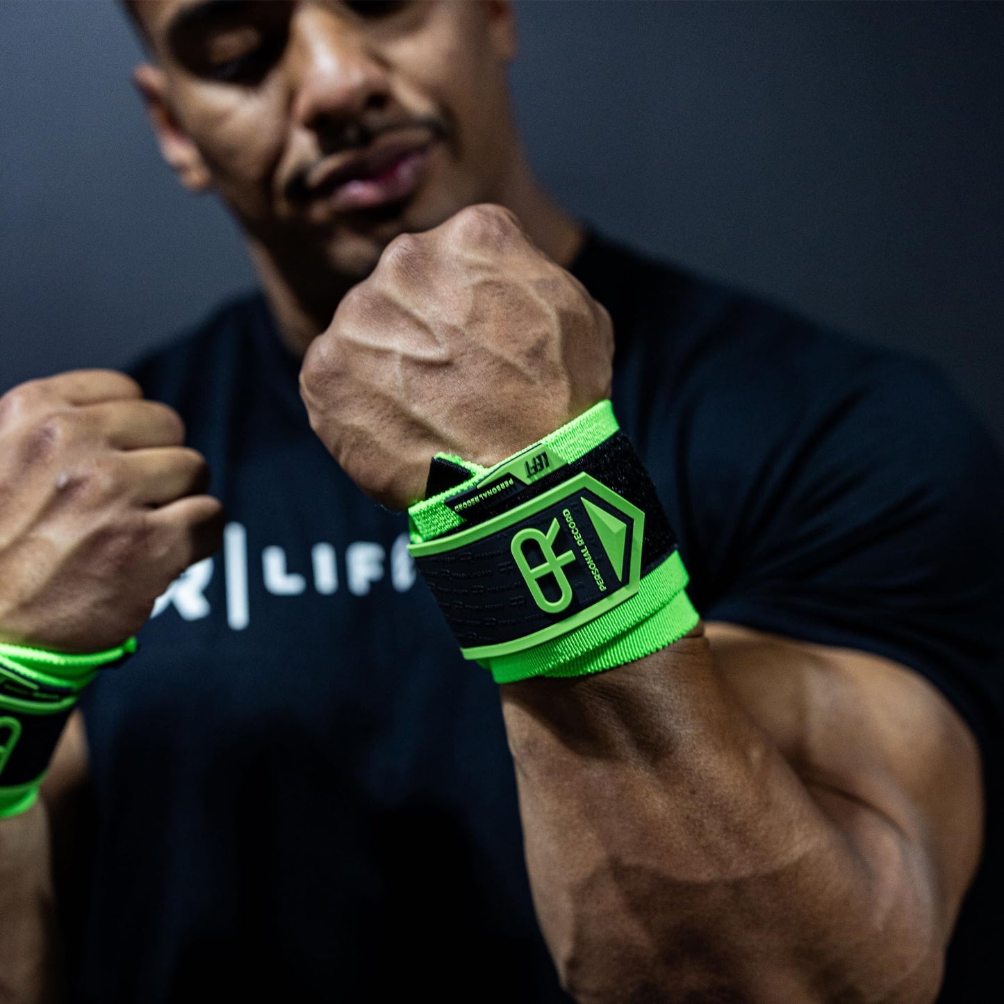 PR PePR Personal Record Heavy Duty Premium Wrist Wraps, More Elasticity, Reinforced Stitching, Extra Wide Strap, Strong Thumb Loop, Larry Wheels Weightlifting Wraps, Lifting Wrist Wraps (Neon)