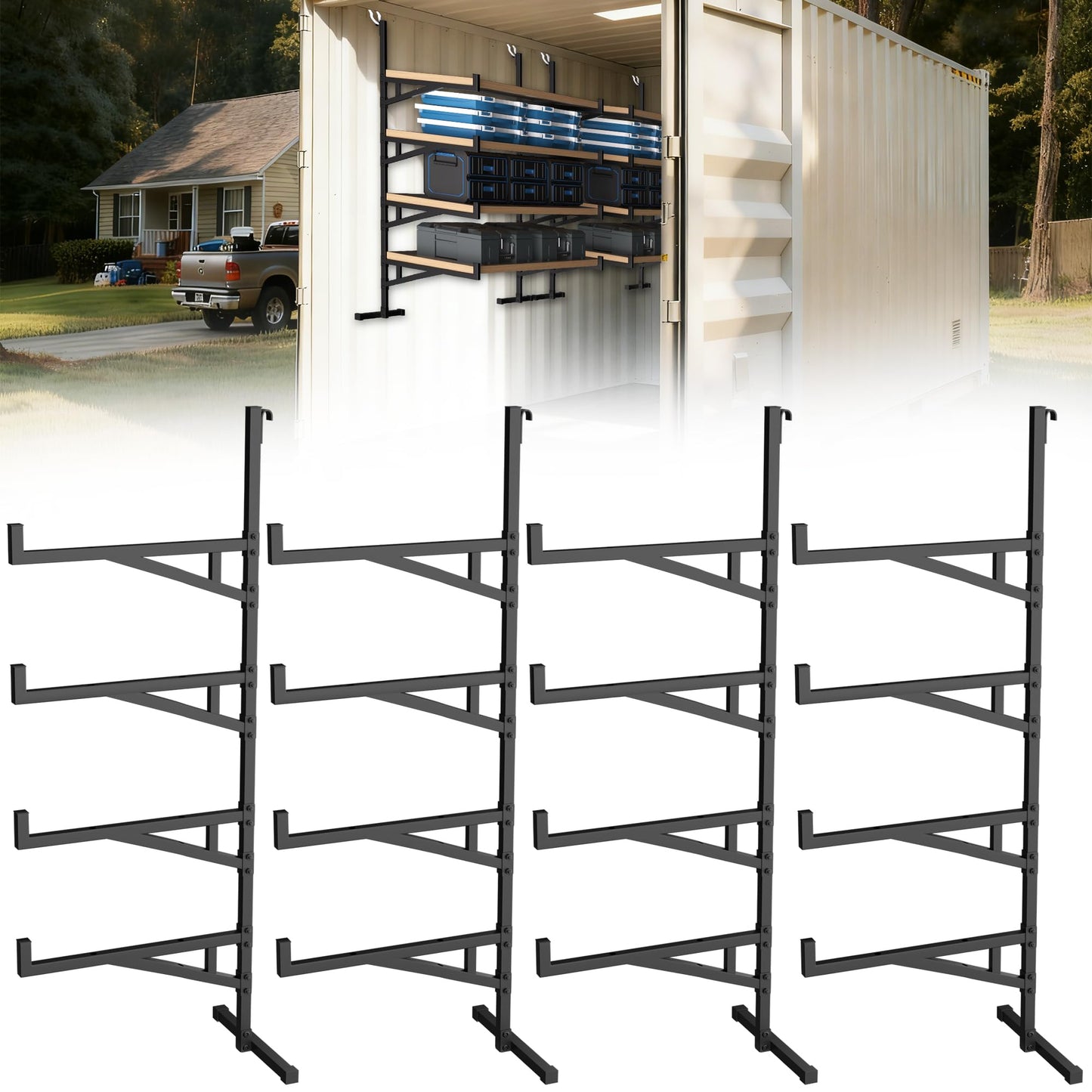 Shipping Container Shelving,Unlock Your Vertical Potential Steel Shelves,Ultimate Shipping Container Accessories for Secure Storage in Trucks & Warehouses(19.88" D x 7.48" W x 66.92" H)