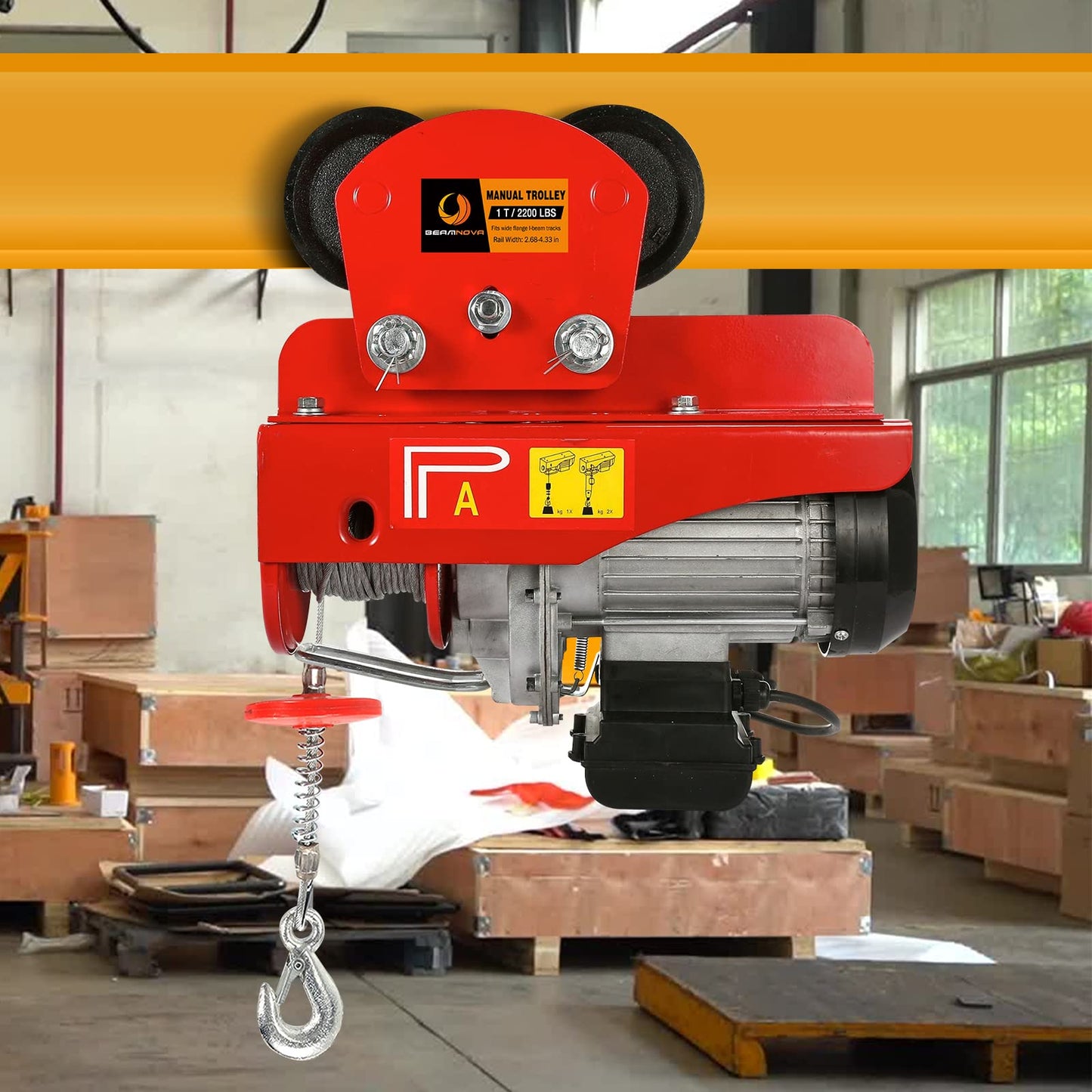 BEAMNOVA 1-Ton & 0.5-Ton Electric Hoist Manual Trolley for I-Beam