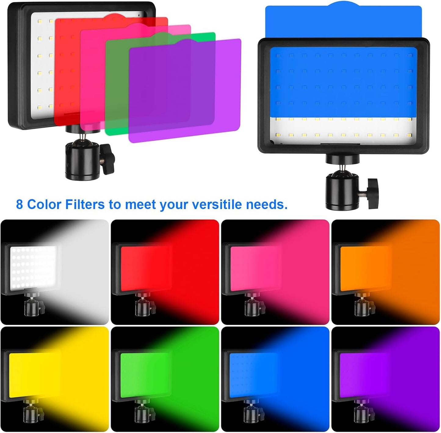 Ci-Fotto 2-Pack, Dimmable 5600K LED Photo Video Light USB LED Continuous Light Photography Light with Tripods and Color