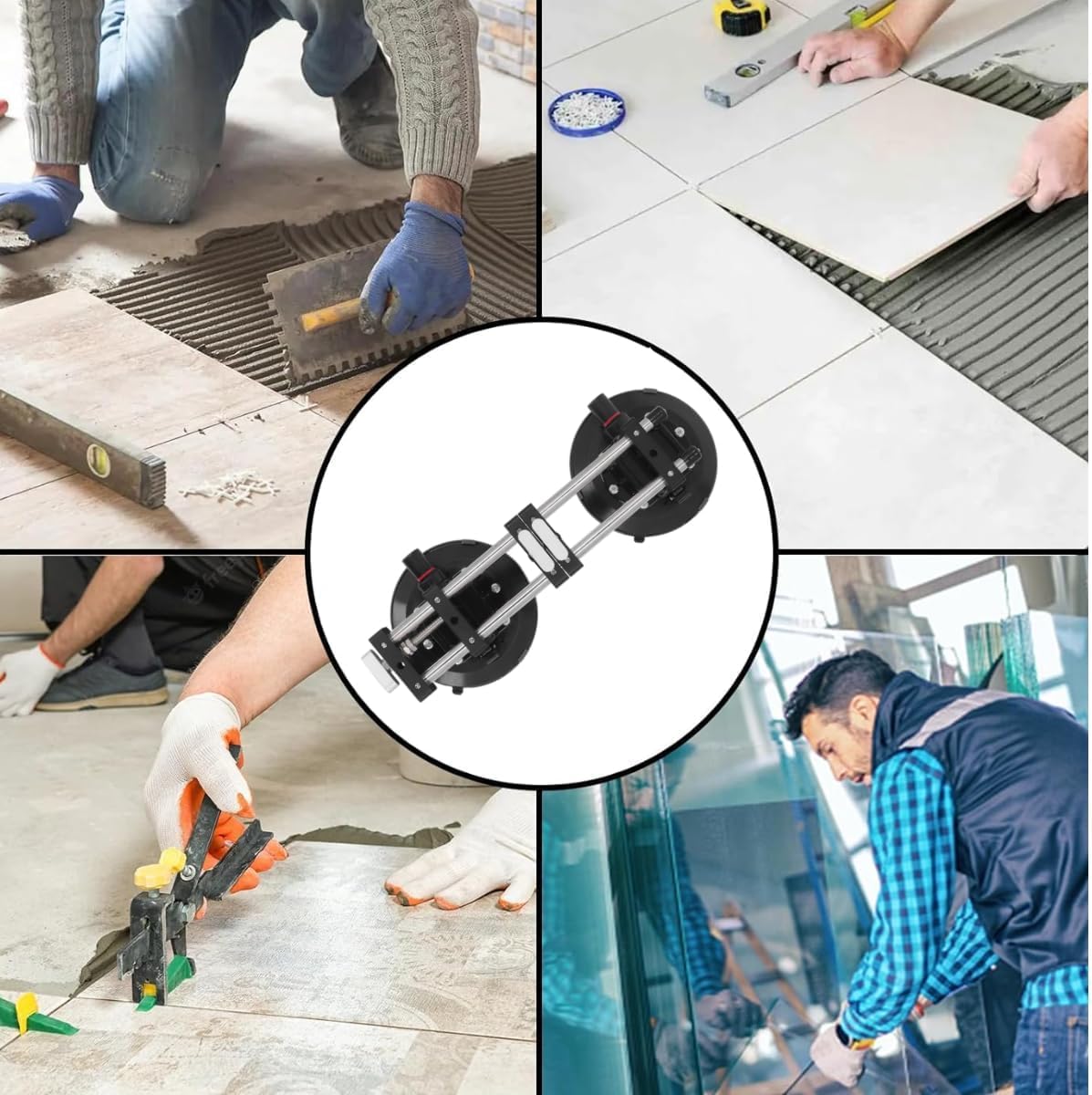 INREPRO 2 Pack Seamless Seam Setter with 6 Inch Vacuum Suction Cups for Seam Joining &cLevelling, Professional Countertop Installation Tool for Granite, Stone, Marble, Slab, Tile Gap Regulator