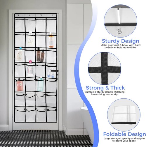 GOMAJI Large Capacity Over the Door Shoe Organizer - 28 Pockets with 4 Metal Hooks for Easy Storage