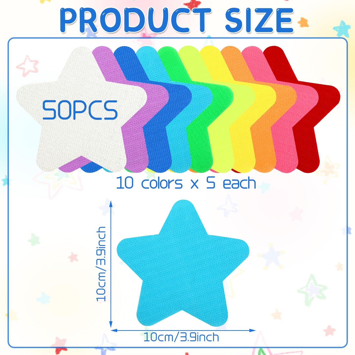 DTOFOOT 50Pcs Star Carpet Spot Markers, 4 Inch Carpet Spots for Classroom Floor Dots Rug Star Shape Marker Dots for Classroom Decoration School Teacher Supplies Yoga Gym Agility Training Activities