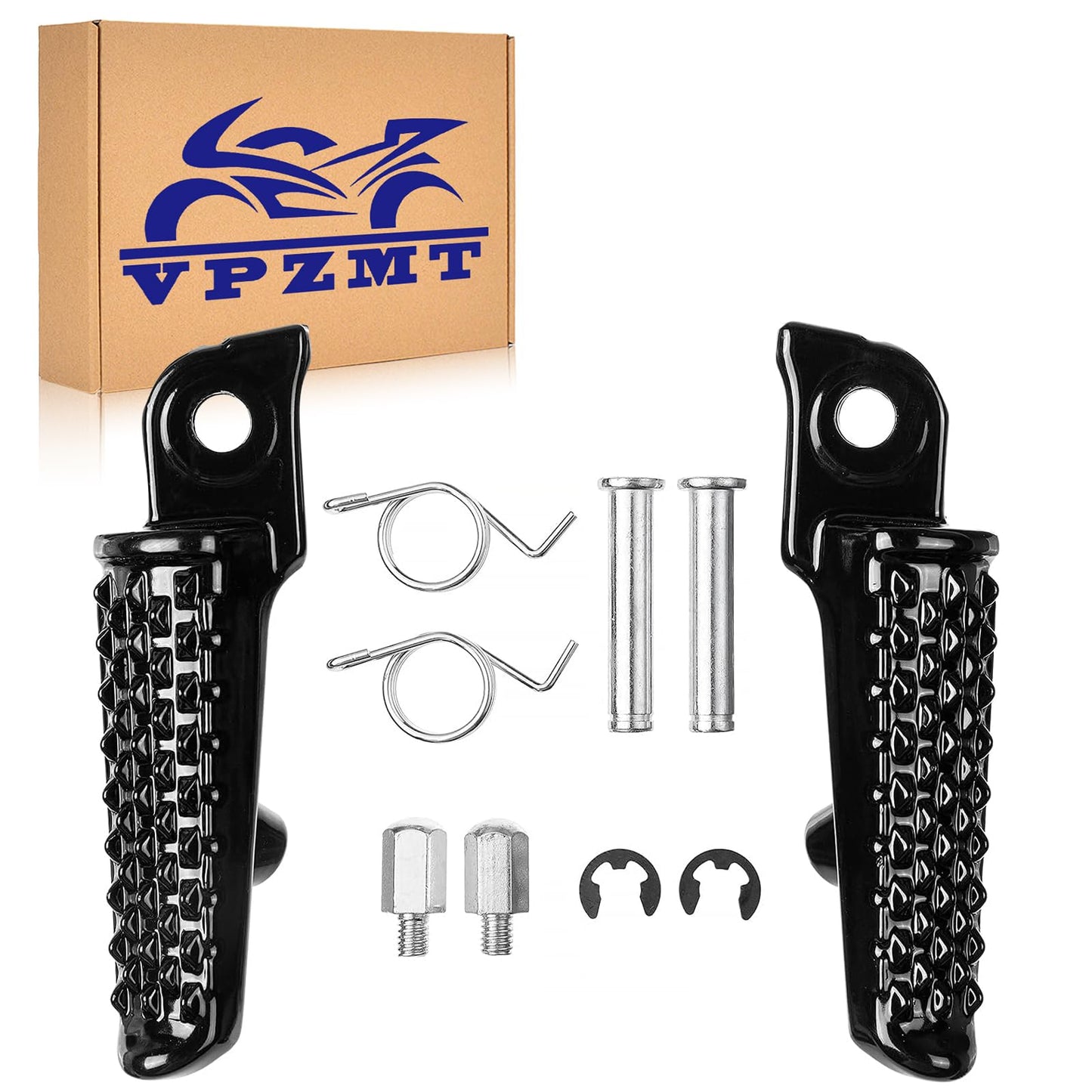 VPZMT Motorcycle Front Foot Pegs Footrests Pedal for Honda 2003-2023 CBR 600RR, 2004-2023 CBR 1000RR, 2008-2023 CB1000R Models (Front-Black)