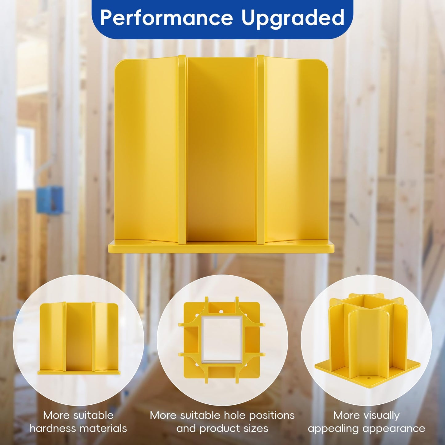 12-Pack Yellow Guardrail Base Boot with Toe Board Slot, Reusable Fall Protection Base for Scaffolding, Temporary Guardrail Systems for Residential and Commercial Construction
