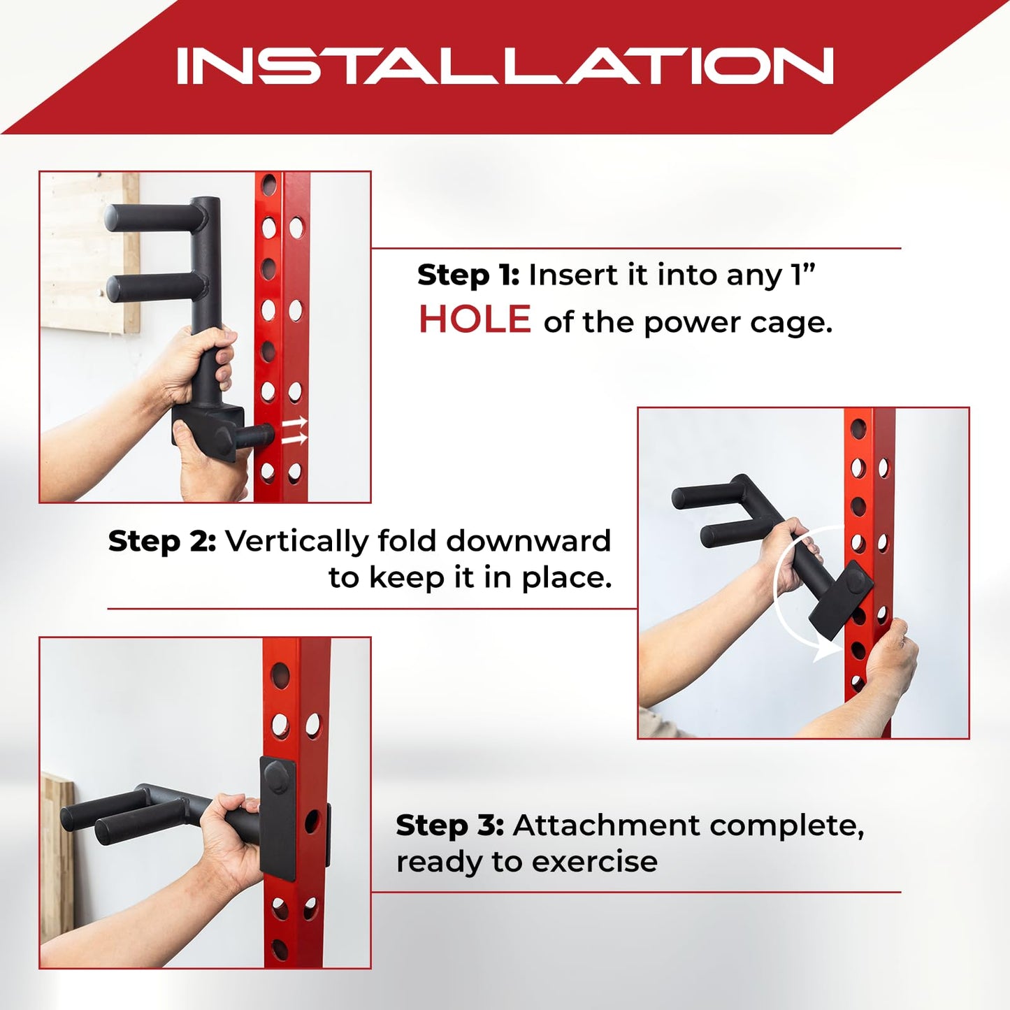 Yes4All 350 LBS Capacity - Dip Bars for 2x2 with 1" Hole Power Cage, Squat Rack Attachments - Narrow and Wide Grip Handles Dip Attachment for Dips, Pull Up, Push-up