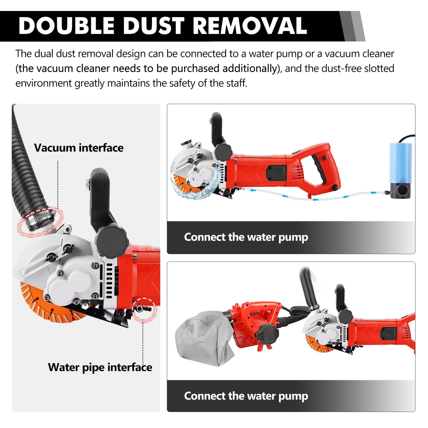 YUCHENGTECH 4800W Wall Chaser Concrete Cutter Wall Grooving Cutting Machine Chaser Electric Wall Chaser Cutting Machine Wall Grooving Cutter With Infrared Sighting Line