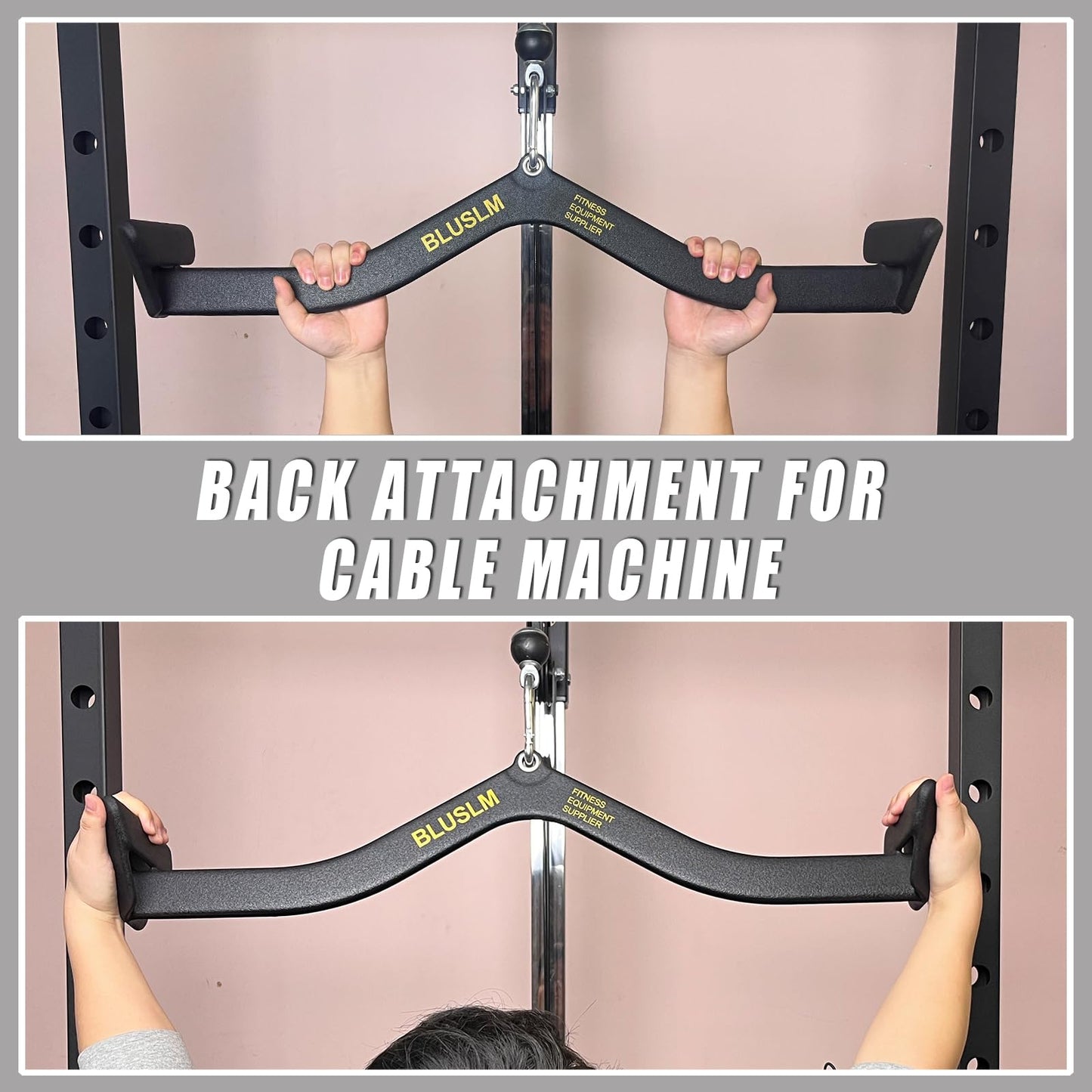 BLUSLM LAT Pull Down Bar for Cable Machine, LAT Pulldown Attachments T-bar V-bar Cable Attachment for Gym, Back Tricep Strength Training Handle