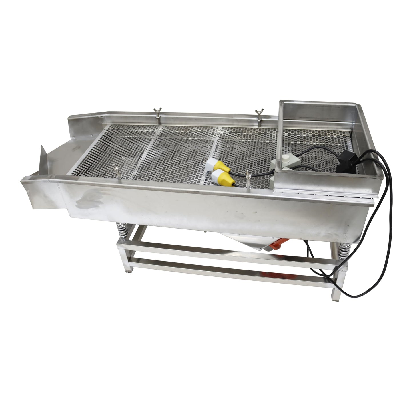 TECHTONGDA Straight Vibrating Sieve Screen Shaker Electric Linear Sifter Machine Stainless Steel Two Layers Two Motors 10mm 5mm Screen Size 15.7×37.4inch 110V