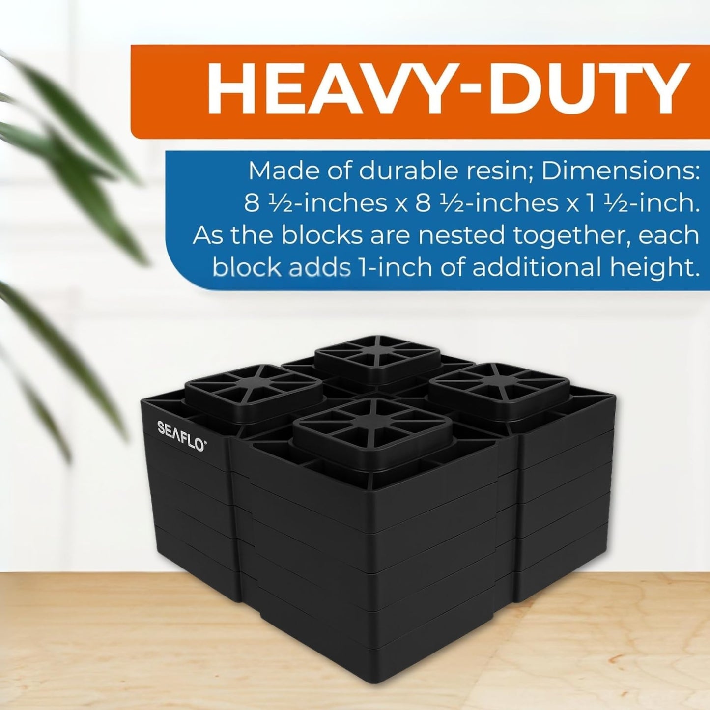 SEAFLO Heavy-Duty RV Leveling Blocks - Maximum Strength & Stability for Motorhomes, Trailers, and Campers (5)