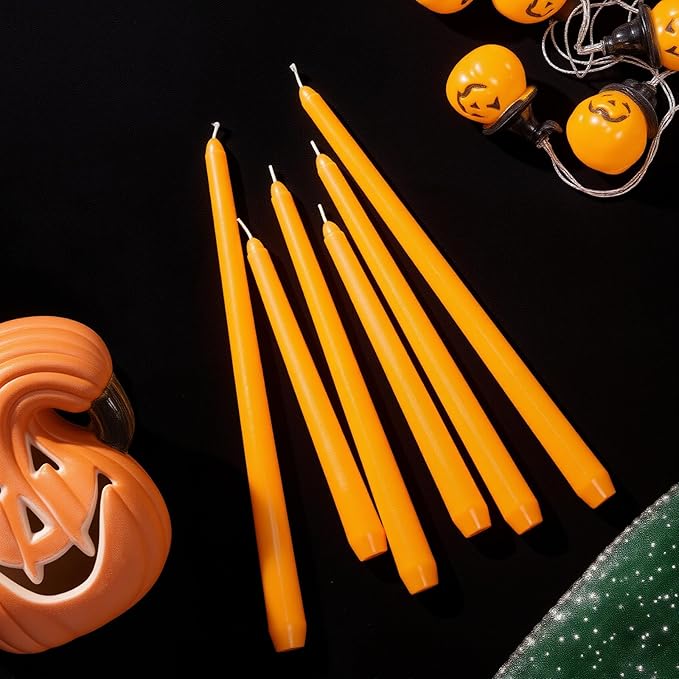 MTLEE Taper Candles 8/10/12 Multi Height Unscented Taper Candles 8 Burn Hours for Dinner Decorative Home Decoration Wedding Party Candlesticks(Orange,36)