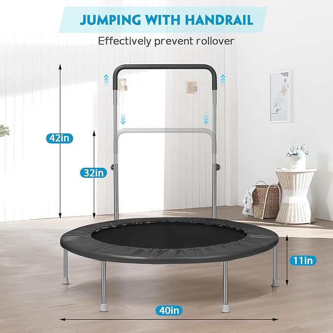 Mini Trampoline for Kids, Indoor Toddler Trampoline with Handle, Child Small Rebounder Trampoline for Indoor and Outdoor Use