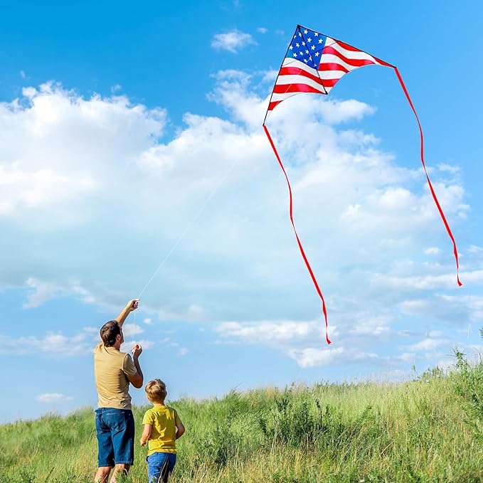 Large Delta Kite for Kids & Adults - Easy to Fly Outdoor Kites for Kids Ages 8-10, Perfect for Beach & Family Activities, Includes Line & Handle
