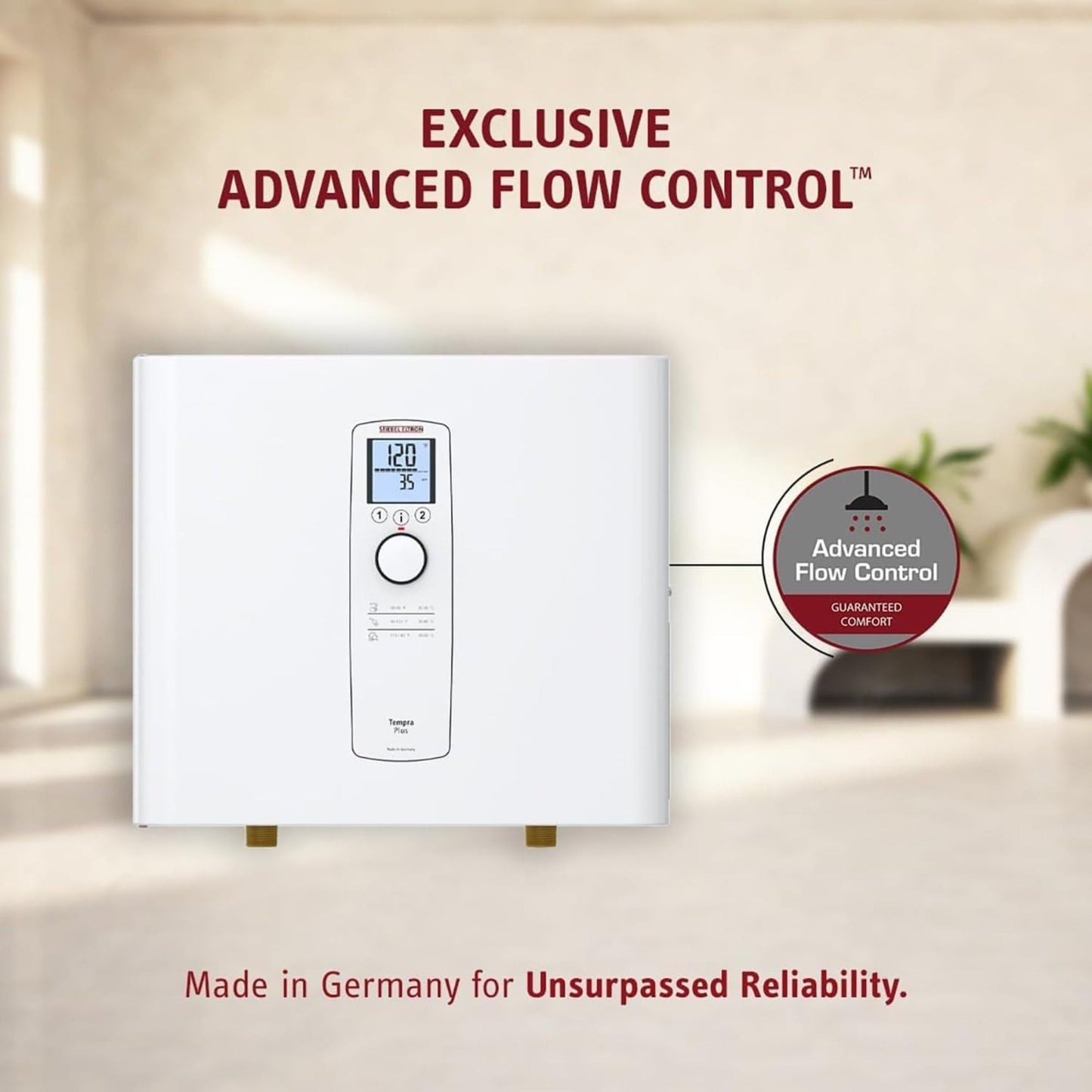 Stiebel Eltron Tankless Water Heater – Tempra 12 Plus – Electric, 12kW, On Demand Hot Water, Eco, White, Made in Germany