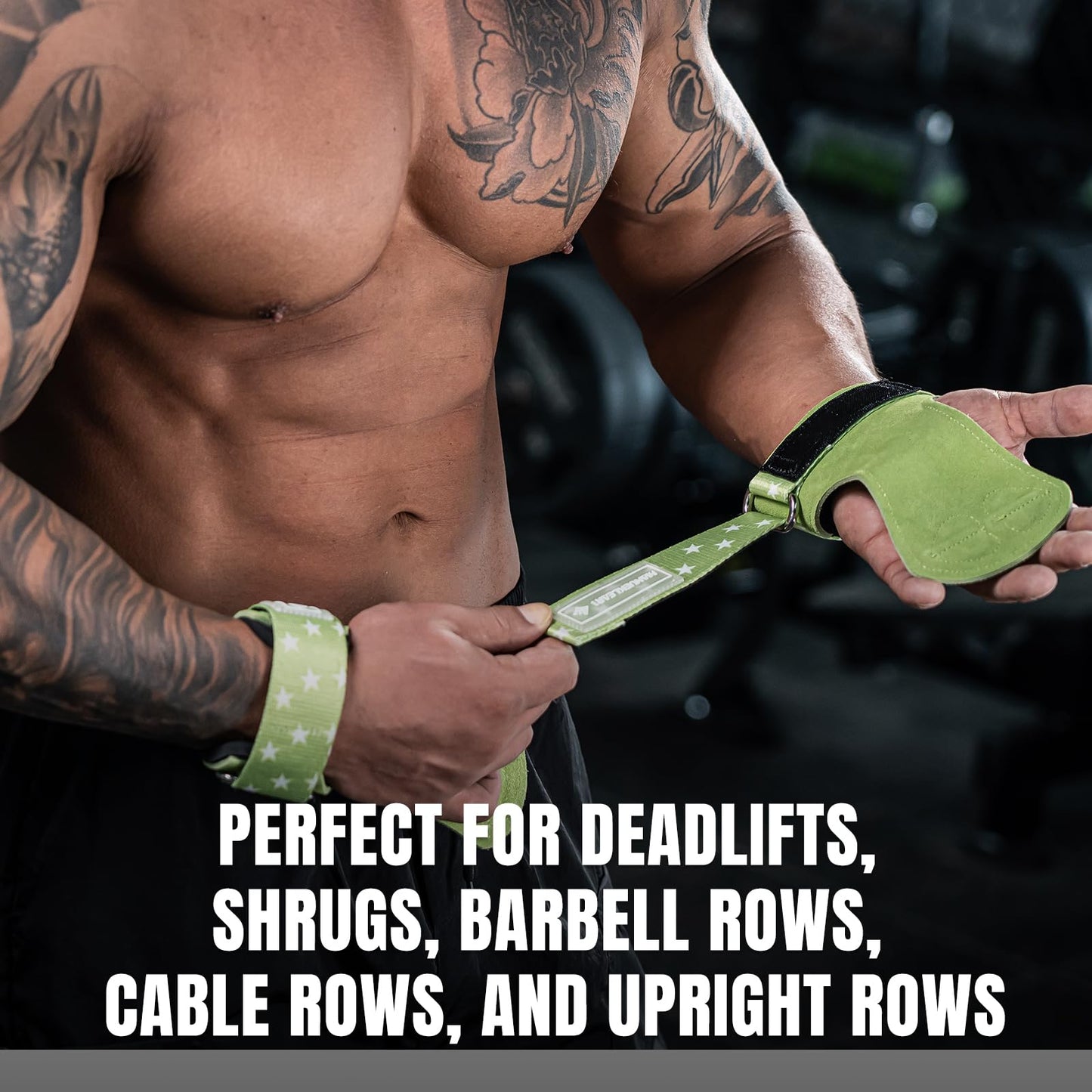 MANUEKLEAR Gym Straps Weight Lifting, Double Leather Lifting Straps for Men Deadlift with Cushion Wrist Loop, Gym Liftings Wrist Wraps for Weightlifting