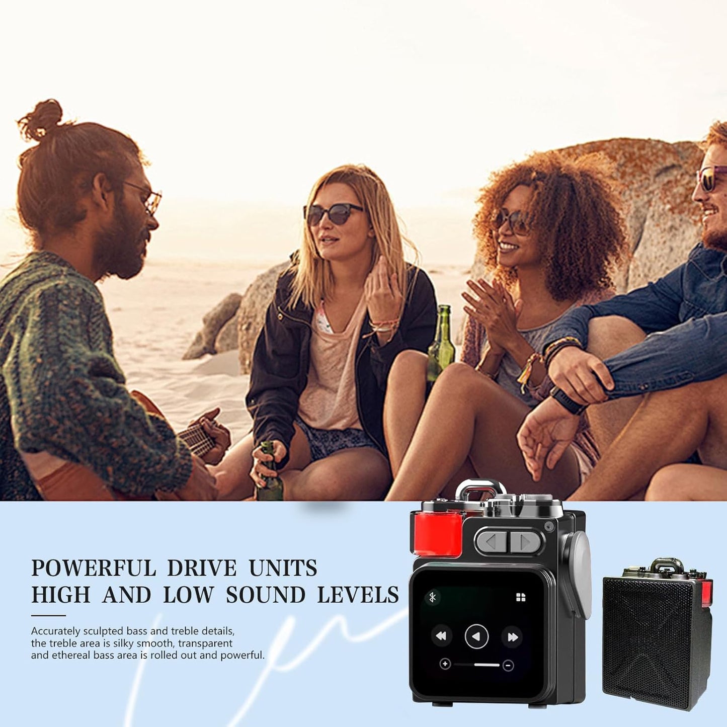 bosta Portable Bluetooth Speaker with Touch Screen, Wireless Stereo Pairing, Wild Mini Rugged Travel Outdoor Speaker