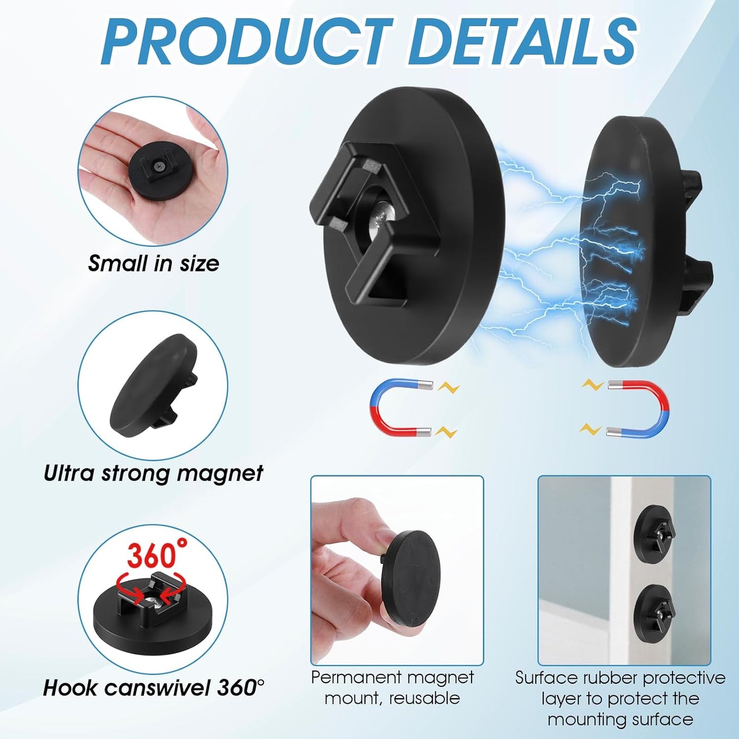 AojSup (60 43 mm) Magnetic Zip Tie Mount, Multipurpose Cable Holder, Magnets Magnetic Wire Management Bases with Heavy