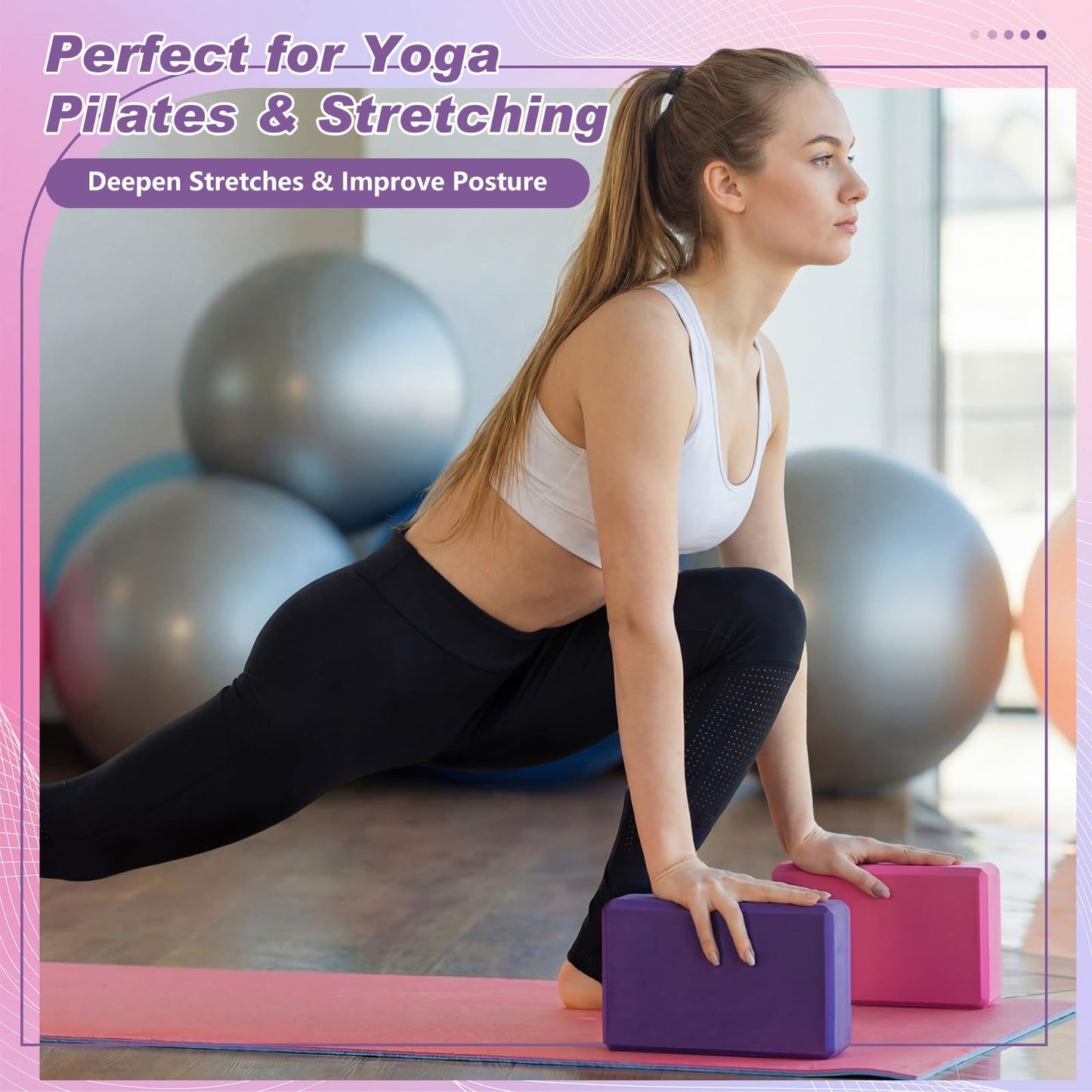 VercanMonth 4 Pcs Foam EVA Yoga Blocks Different Color Soft Non Slip Supportive Yoga Bricks Lightweight Gymnastic Blocks Stretching Accessories for Women Pilates Meditation