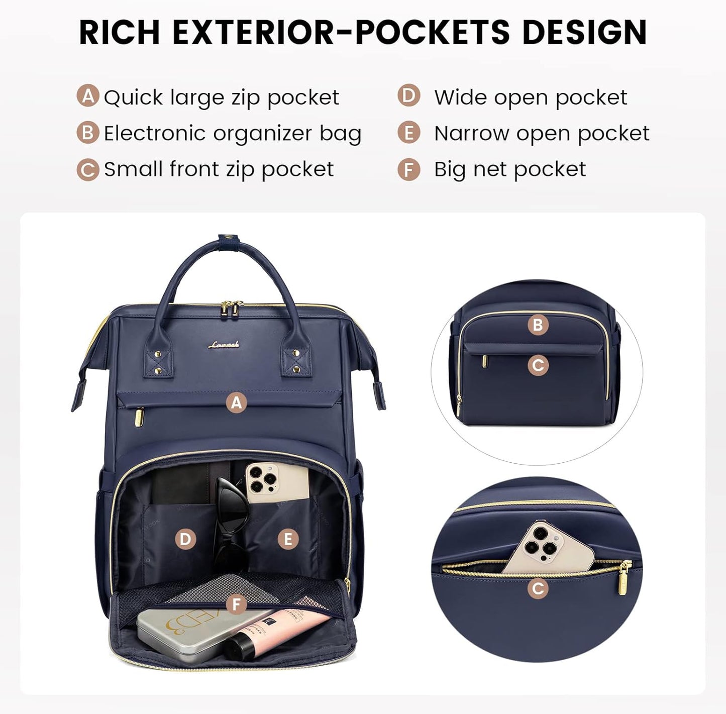 Backpack 15.6 inch,Travel Backpack Backpack Backpacks LOVEVOOK Leather Laptop for Women Purse Nurse Teacher Computer